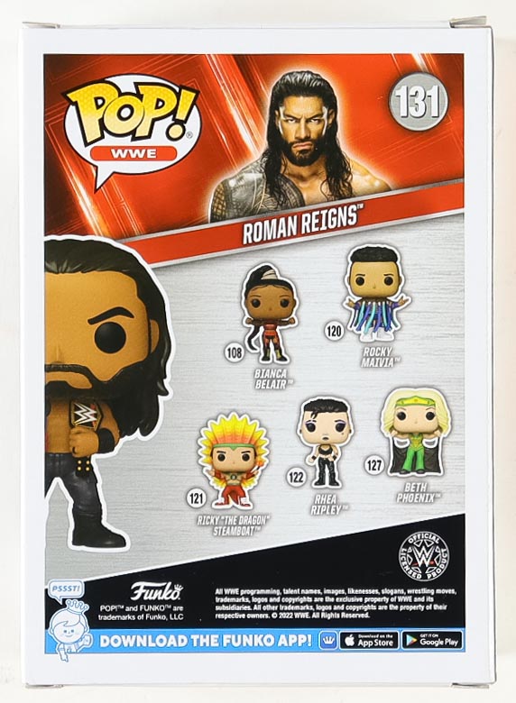 Roman Reigns Signed WWE #131 Funko Pop! Vinyl Figure (Fanatics) at PristineAuction.com Roman Reigns Signed WWE #131 Funko Pop! Vinyl Figure (Fanatics) at PristineAuction.com