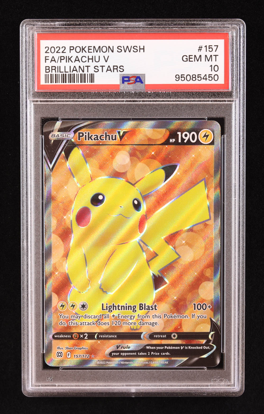 Pikachu V 2022 Pokemon Sword and Shield Brilliant Stars #157 (PSA