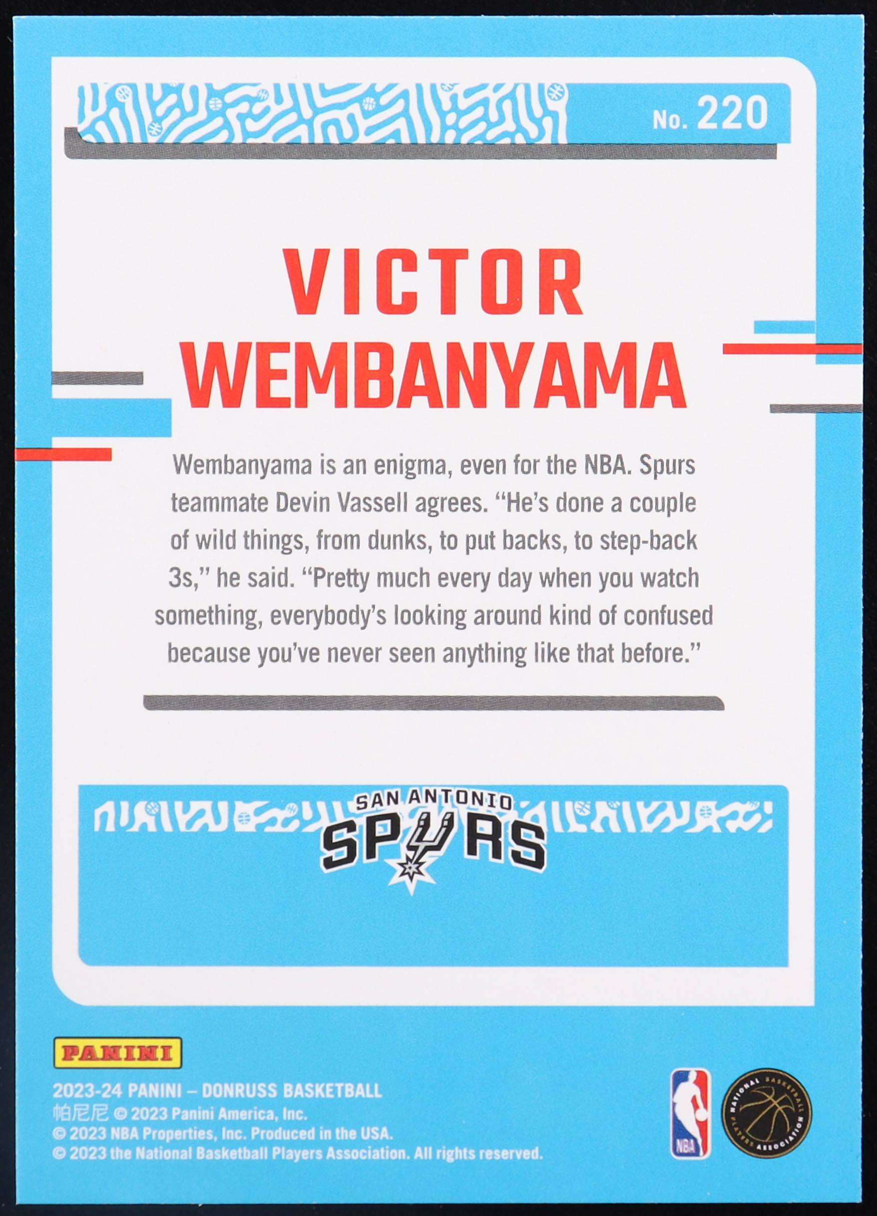 Victor Wembanyama 2023-24 Donruss #220 RC at PristineAuction.com Victor Wembanyama 2023-24 Donruss #220 RC at PristineAuction.com