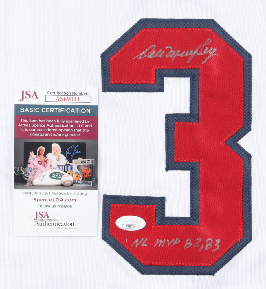 Dale Murphy Signed Jersey Inscribed "NL MVP 82, 83" (JSA) at PristineAuction.com Dale Murphy Signed Jersey Inscribed "NL MVP 82, 83" (JSA) at PristineAuction.com
