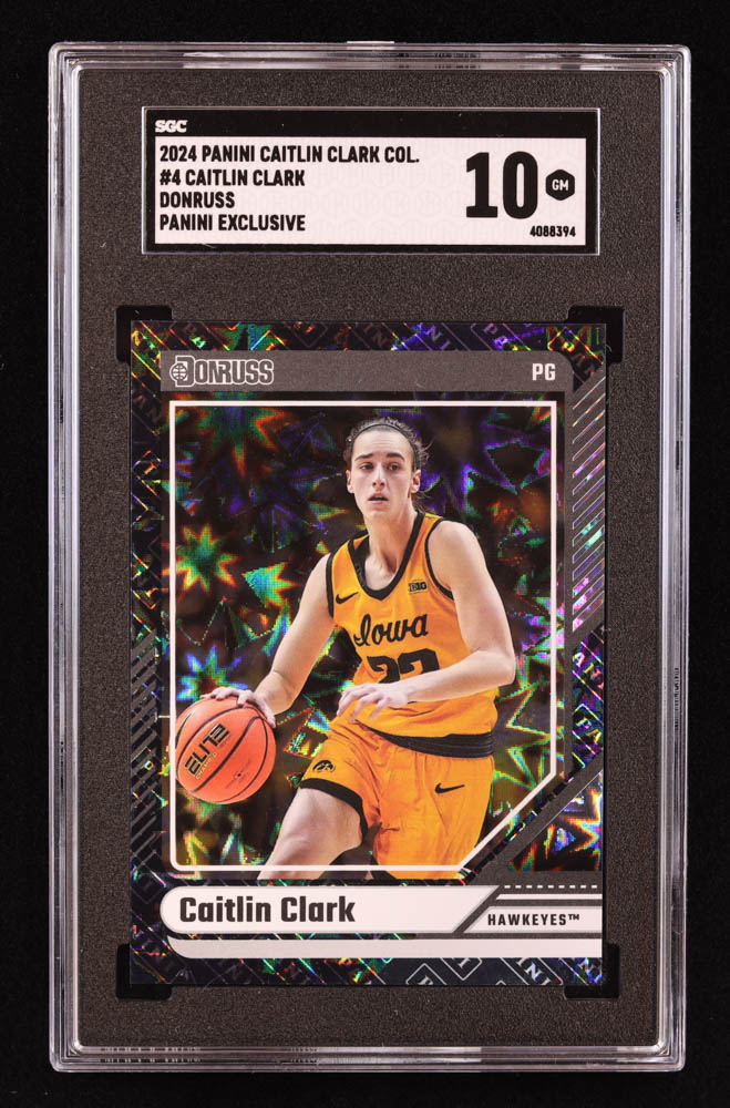Caitlin Clark 2024 Panini Caitlin Clark Collection Donruss Panini iCollect Exclusive #4 RC (SGC 10) at PristineAuction.com Caitlin Clark 2024 Panini Caitlin Clark Collection Donruss Panini iCollect Exclusive #4 RC (SGC 10) at PristineAuction.com