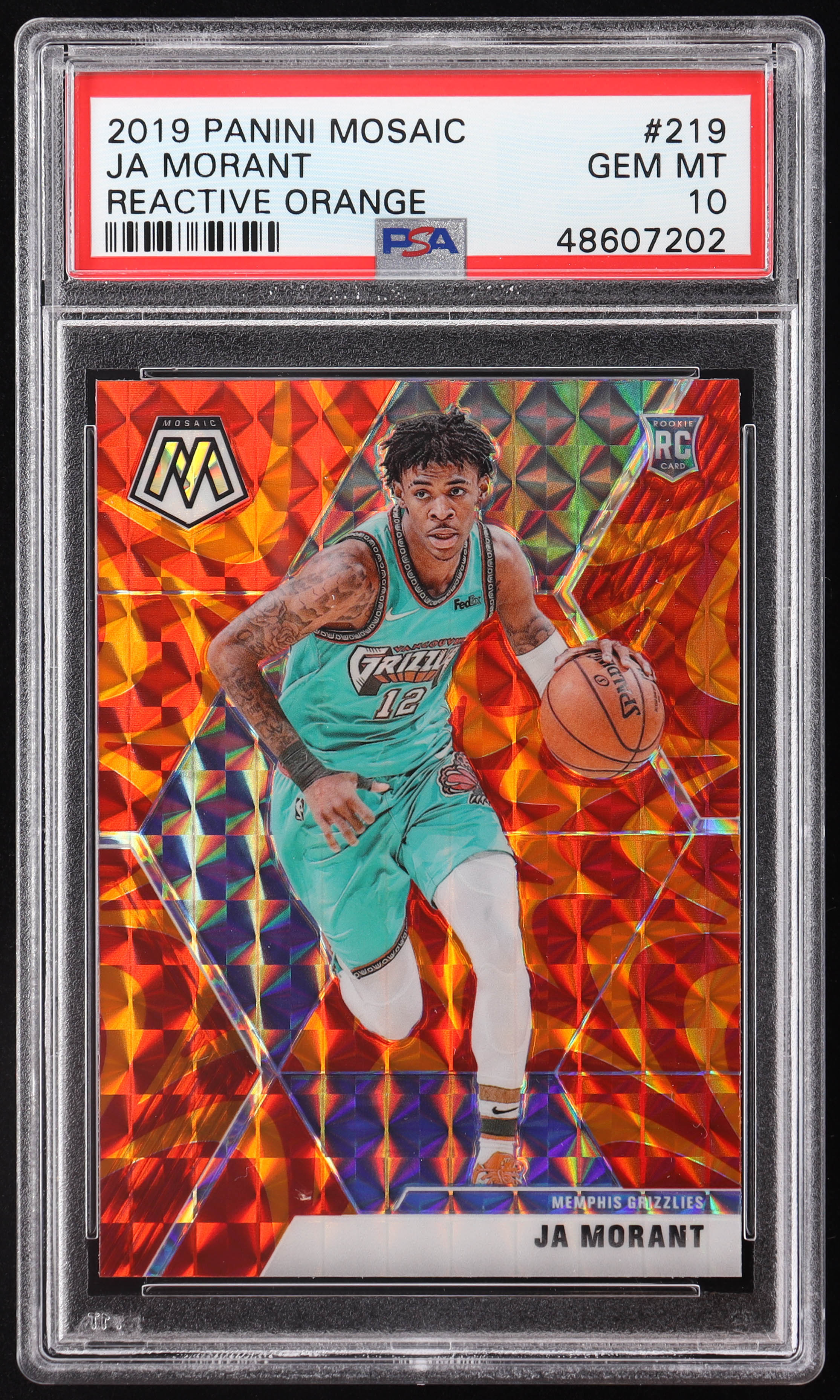 Ja Morant 2019-20 Panini Mosaic Mosaic Orange Reactive #219 RC (PSA 10) at PristineAuction.com Ja Morant 2019-20 Panini Mosaic Mosaic Orange Reactive #219 RC (PSA 10) at PristineAuction.com