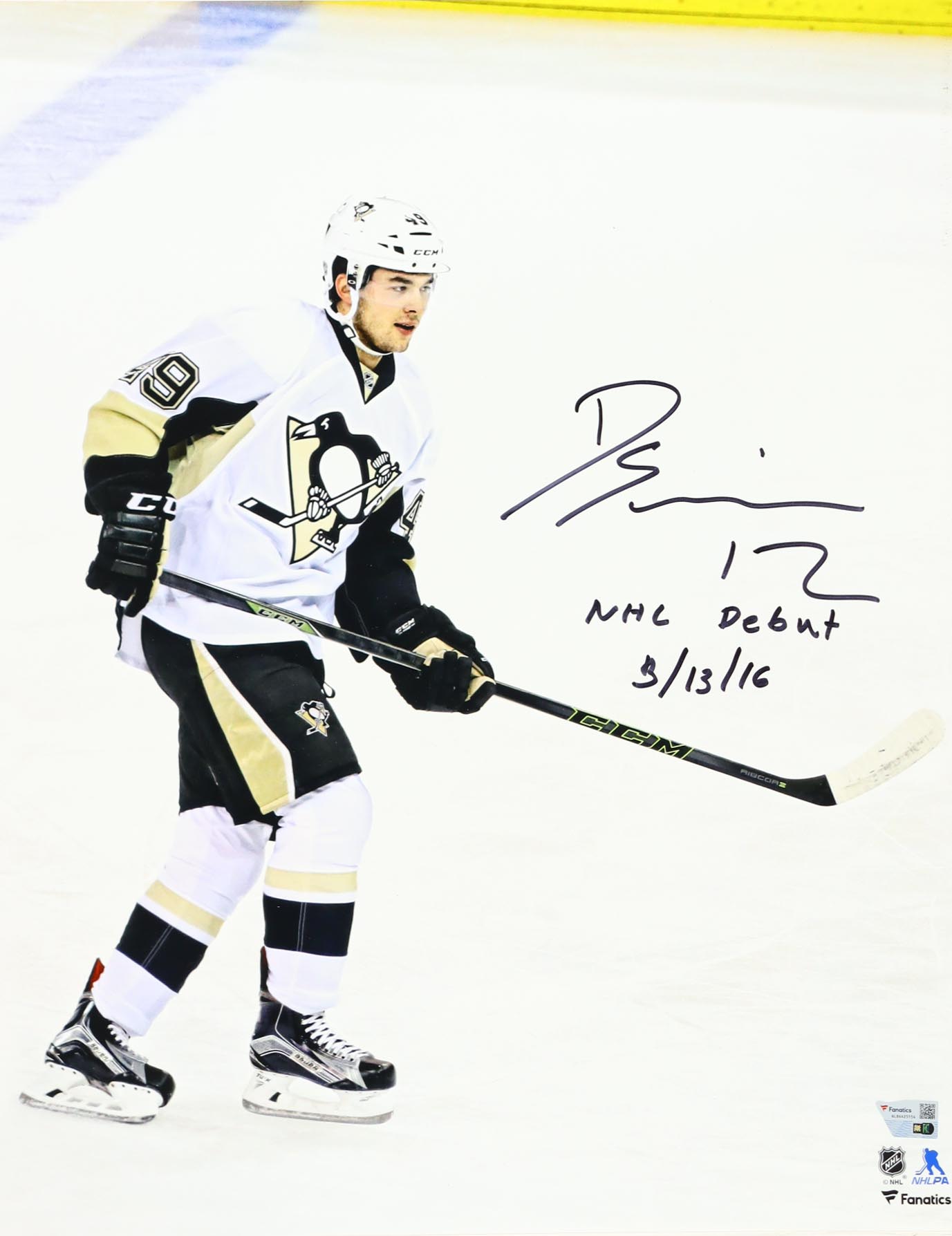 Dominik Simon Signed Penguins 16x20 Photo Inscribed "NHL Debut 3/13/16" (Fanatics) at PristineAuction.com Dominik Simon Signed Penguins 16x20 Photo Inscribed "NHL Debut 3/13/16" (Fanatics) at PristineAuction.com
