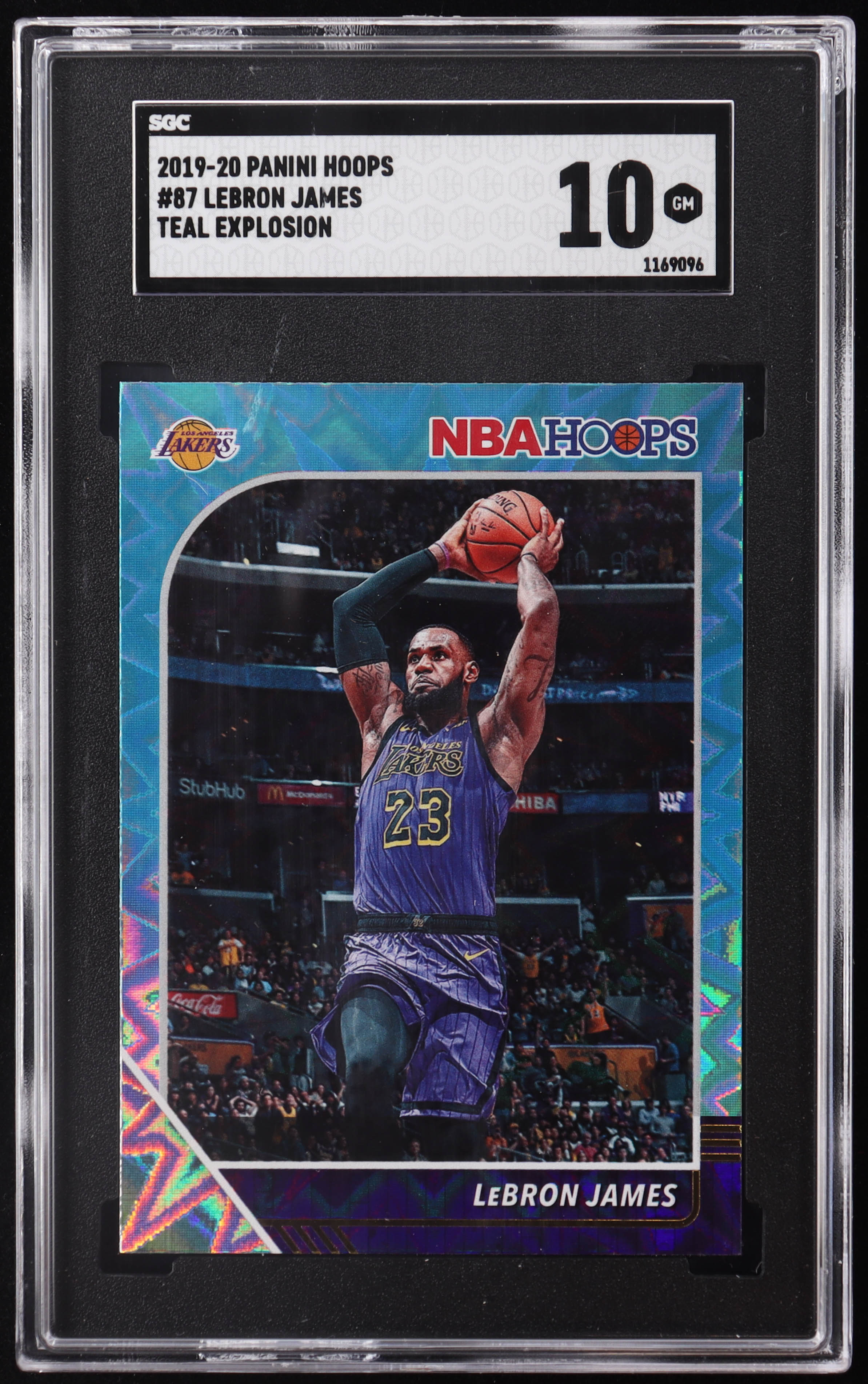 LeBron James 2019-20 Hoops Teal Explosion #87 (SGC 10) at PristineAuction.com LeBron James 2019-20 Hoops Teal Explosion #87 (SGC 10) at PristineAuction.com