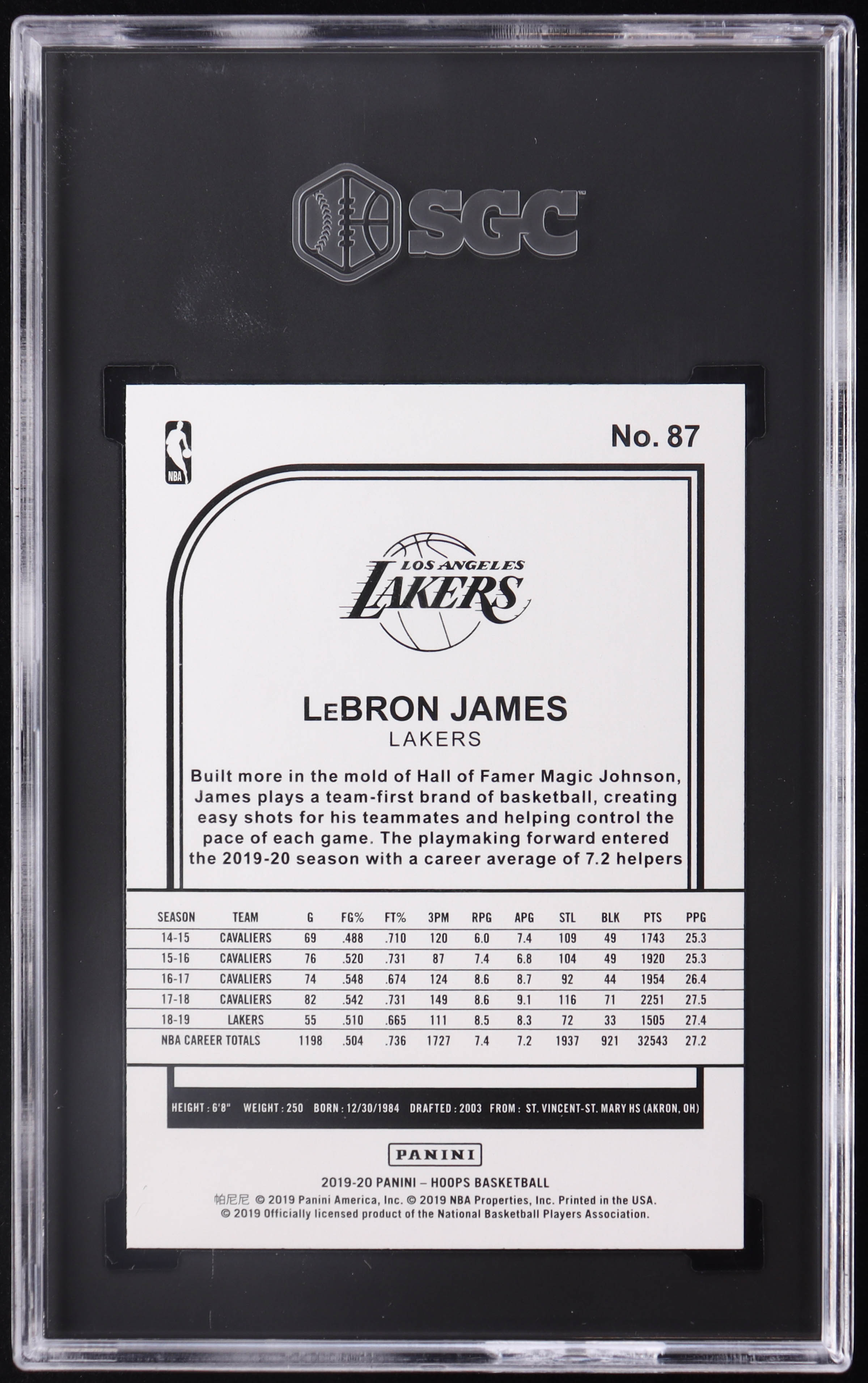 LeBron James 2019-20 Hoops Teal Explosion #87 (SGC 10) at PristineAuction.com LeBron James 2019-20 Hoops Teal Explosion #87 (SGC 10) at PristineAuction.com