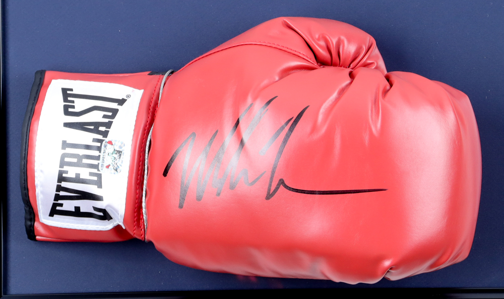 Mike Tyson Signed Custom Framed Everlast Boxing Glove Display with Art Print (Tyson) at PristineAuction.com Mike Tyson Signed Custom Framed Everlast Boxing Glove Display with Art Print (Tyson) at PristineAuction.com