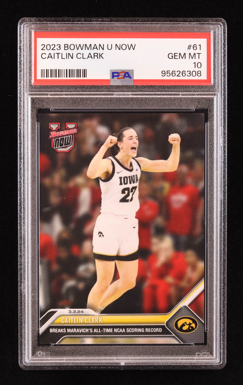 Caitlin Clark 2023-24 Bowman University Now #61 RC (PSA 10) at PristineAuction.com Caitlin Clark 2023-24 Bowman University Now #61 RC (PSA 10) at PristineAuction.com