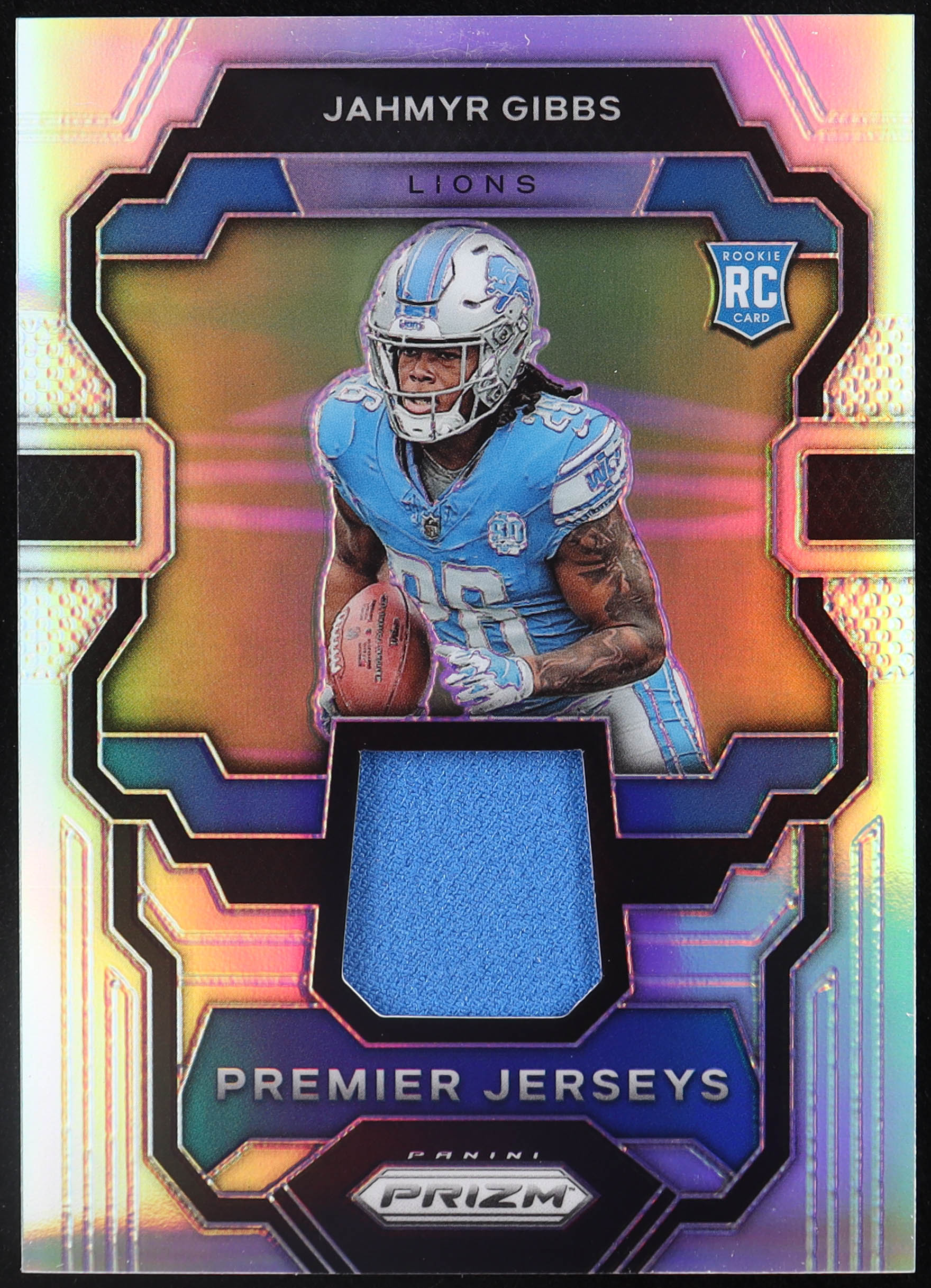 Jahmyr Gibbs 2023 Panini Prizm Premier Jerseys #PJJG RC at PristineAuction.com Jahmyr Gibbs 2023 Panini Prizm Premier Jerseys #PJJG RC at PristineAuction.com