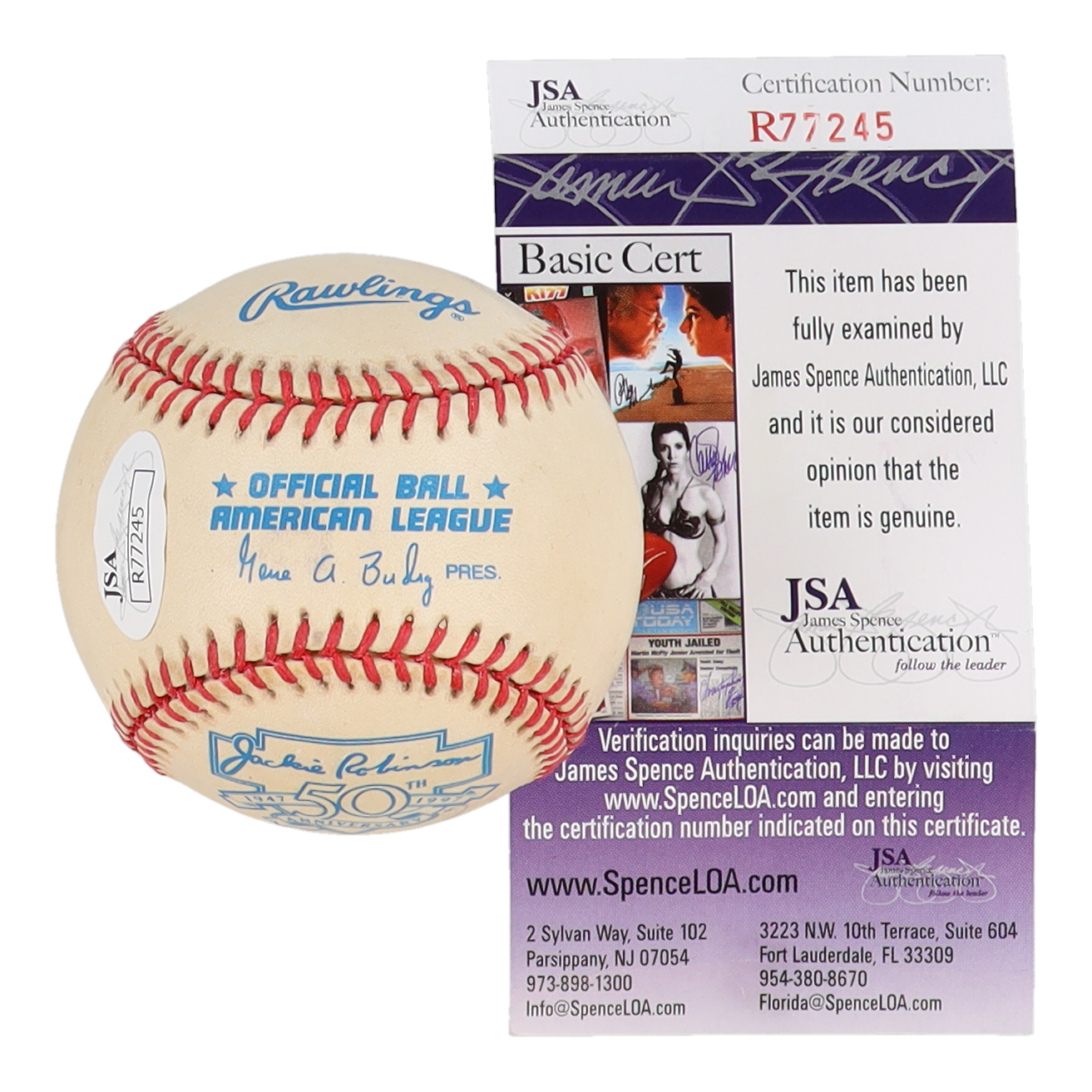 Wade Boggs Signed OAL Jackie Robinson 50th Anniversary Logo Baseball (JSA) at PristineAuction.com Wade Boggs Signed OAL Jackie Robinson 50th Anniversary Logo Baseball (JSA) at PristineAuction.com