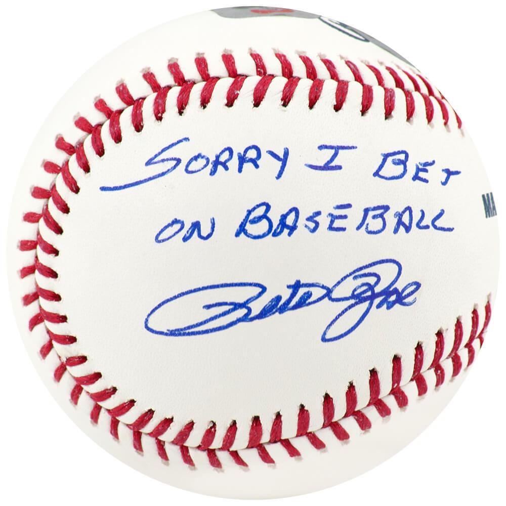 Pete Rose Signed OML Baseball Inscribed "Sorry I Bet on Baseball" (Beckett) at PristineAuction.com Pete Rose Signed OML Baseball Inscribed "Sorry I Bet on Baseball" (Beckett) at PristineAuction.com