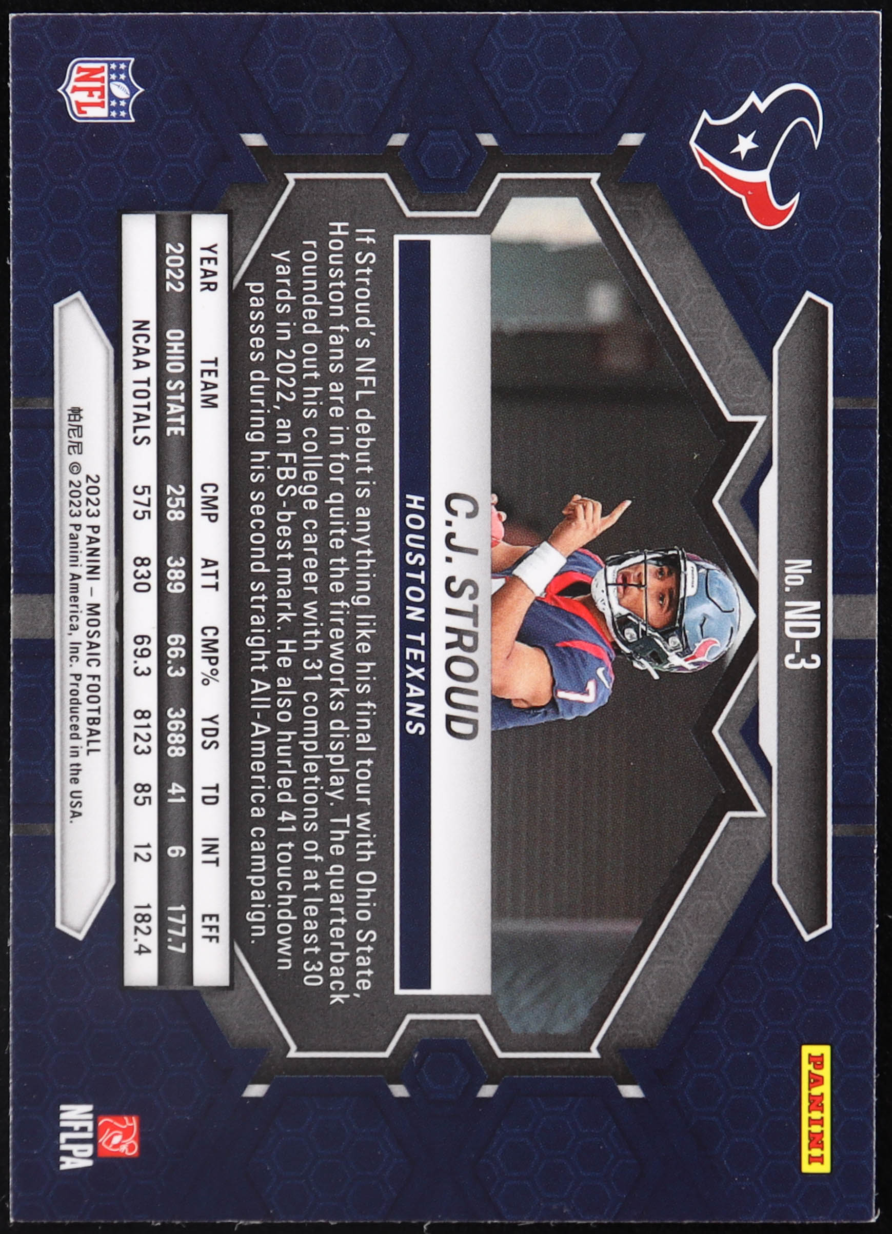 CJ Stroud 2023 Panini Mosaic NFL Debut #3 RC at PristineAuction.com CJ Stroud 2023 Panini Mosaic NFL Debut #3 RC at PristineAuction.com