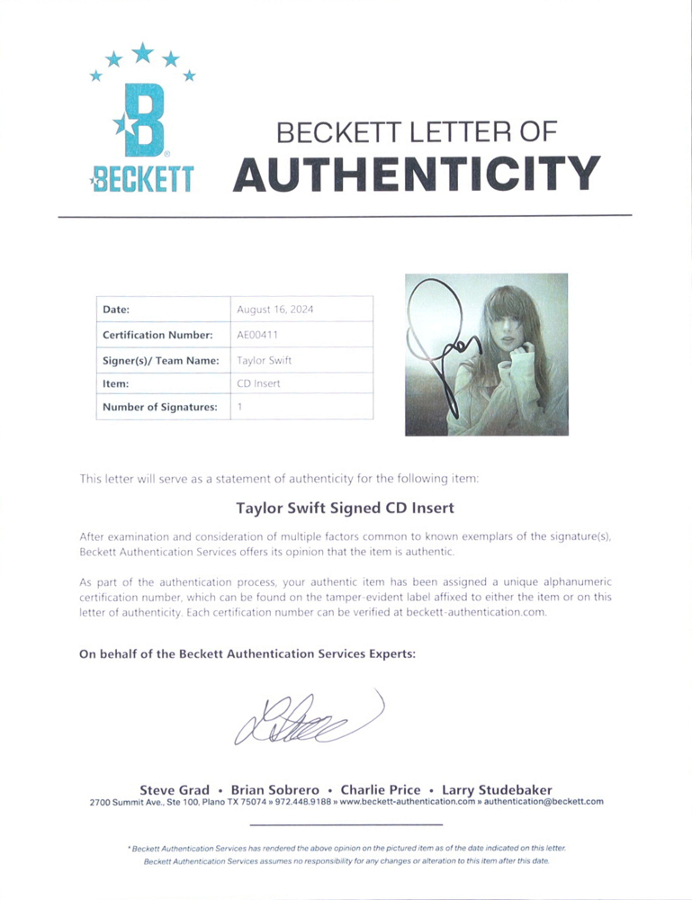 Taylor Swift Signed "The Eras Tour" Custom Framed Cut Display (Beckett) at PristineAuction.com Taylor Swift Signed "The Eras Tour" Custom Framed Cut Display (Beckett) at PristineAuction.com