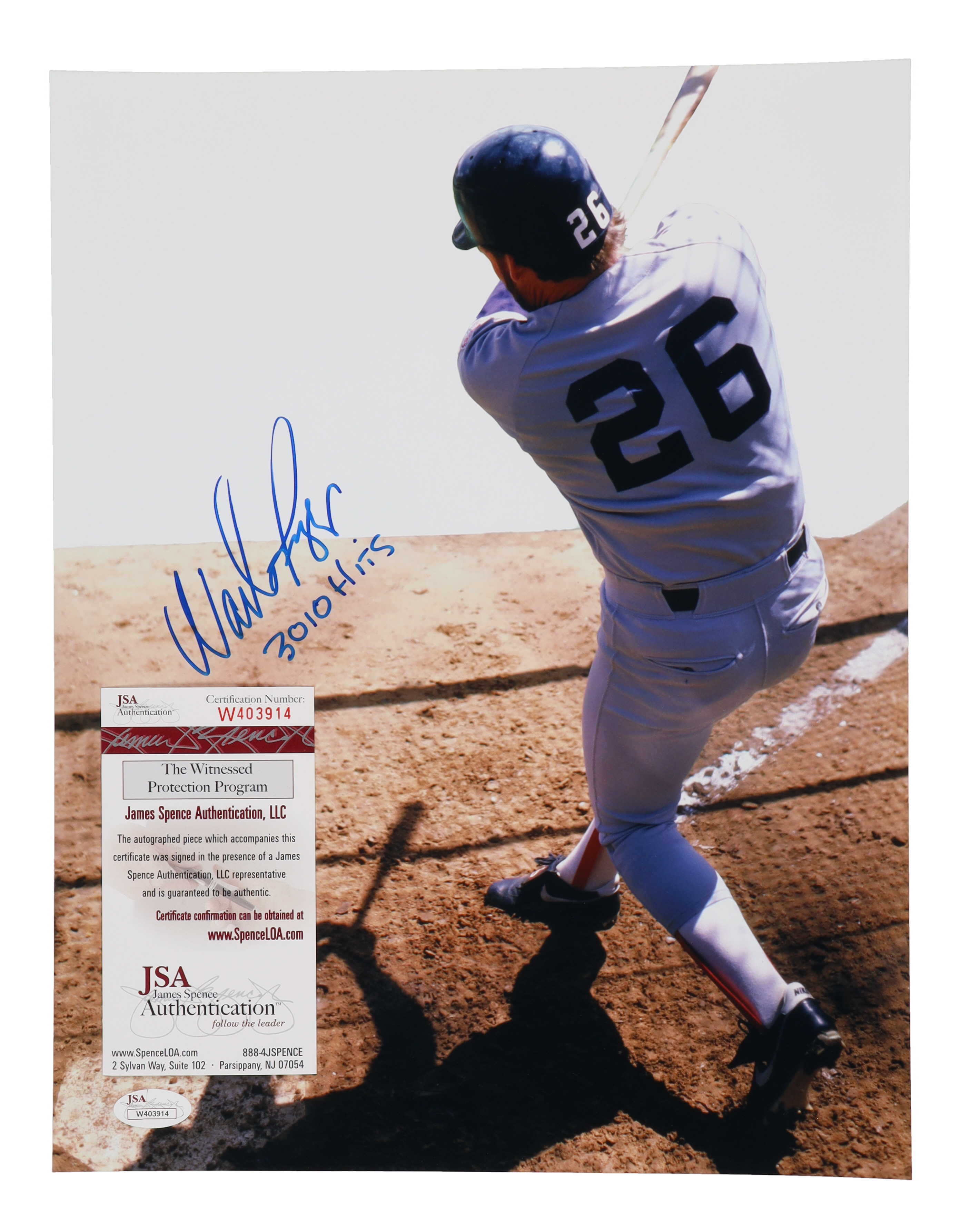 Wade Boggs Signed Yankees 11x14 Photo Inscribed "3010 Hits" (JSA) at PristineAuction.com Wade Boggs Signed Yankees 11x14 Photo Inscribed "3010 Hits" (JSA) at PristineAuction.com