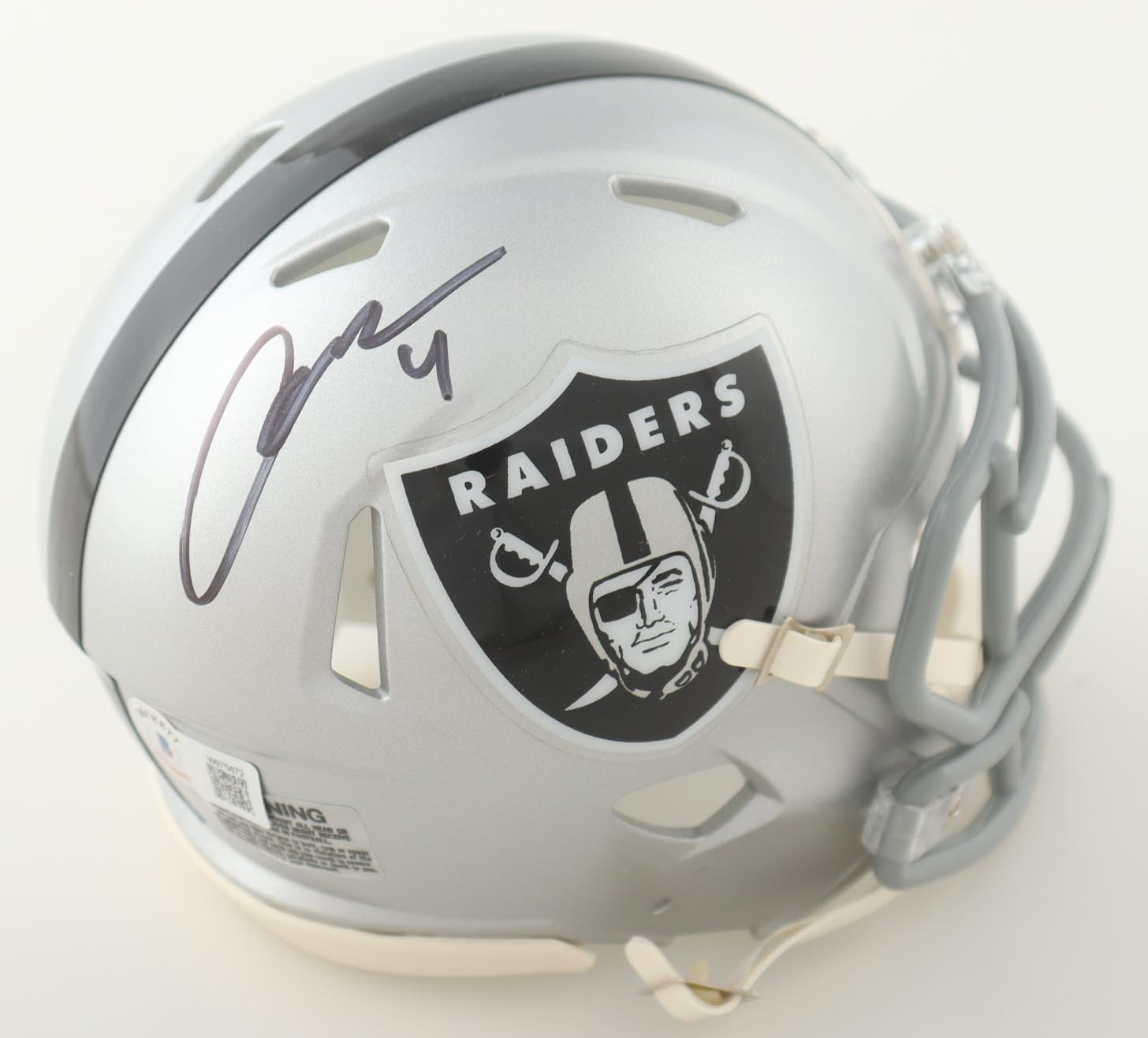 Aidan O'Connell Signed Raiders Speed Mini Helmet (Beckett) at PristineAuction.com Aidan O'Connell Signed Raiders Speed Mini Helmet (Beckett) at PristineAuction.com