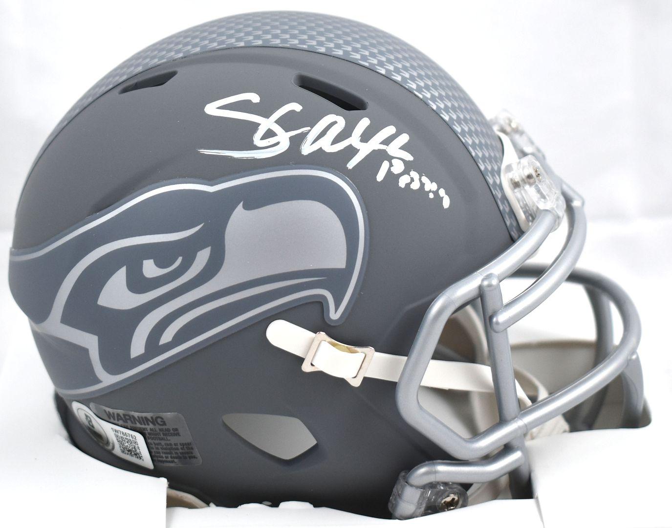 Shaun Alexander Signed Seahawks Slate Alternate Speed Mini Helmet (Beckett) at PristineAuction.com Shaun Alexander Signed Seahawks Slate Alternate Speed Mini Helmet (Beckett) at PristineAuction.com