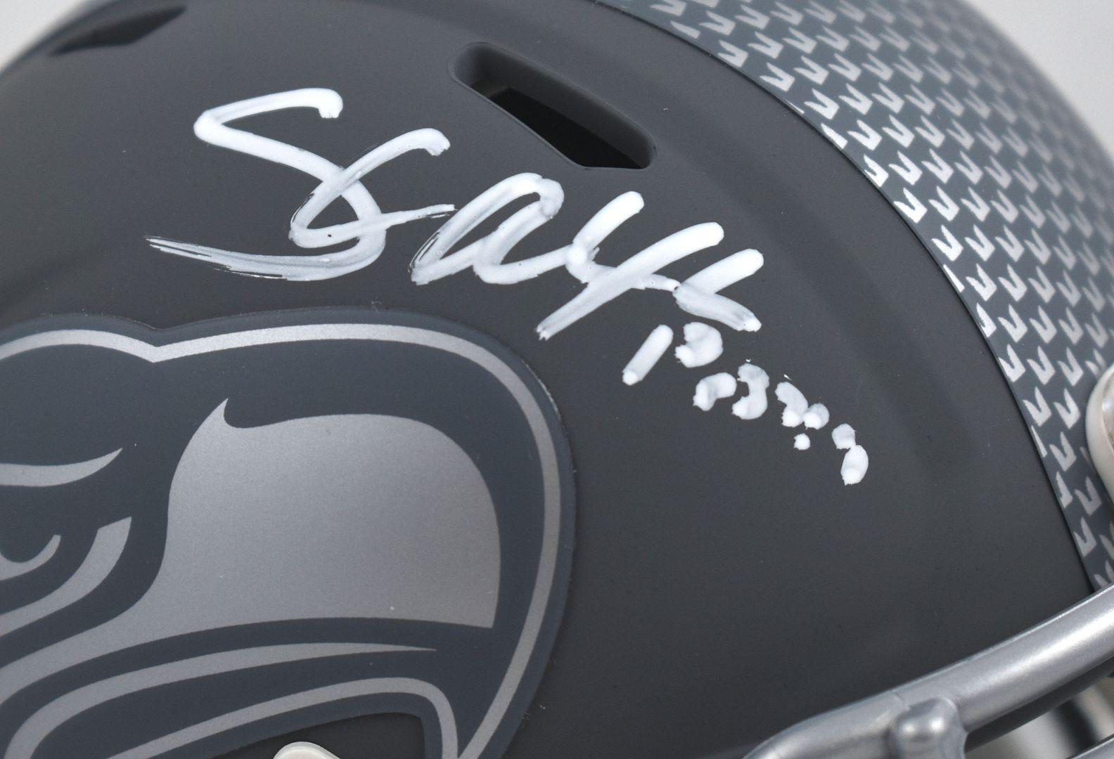 Shaun Alexander Signed Seahawks Slate Alternate Speed Mini Helmet (Beckett) at PristineAuction.com Shaun Alexander Signed Seahawks Slate Alternate Speed Mini Helmet (Beckett) at PristineAuction.com