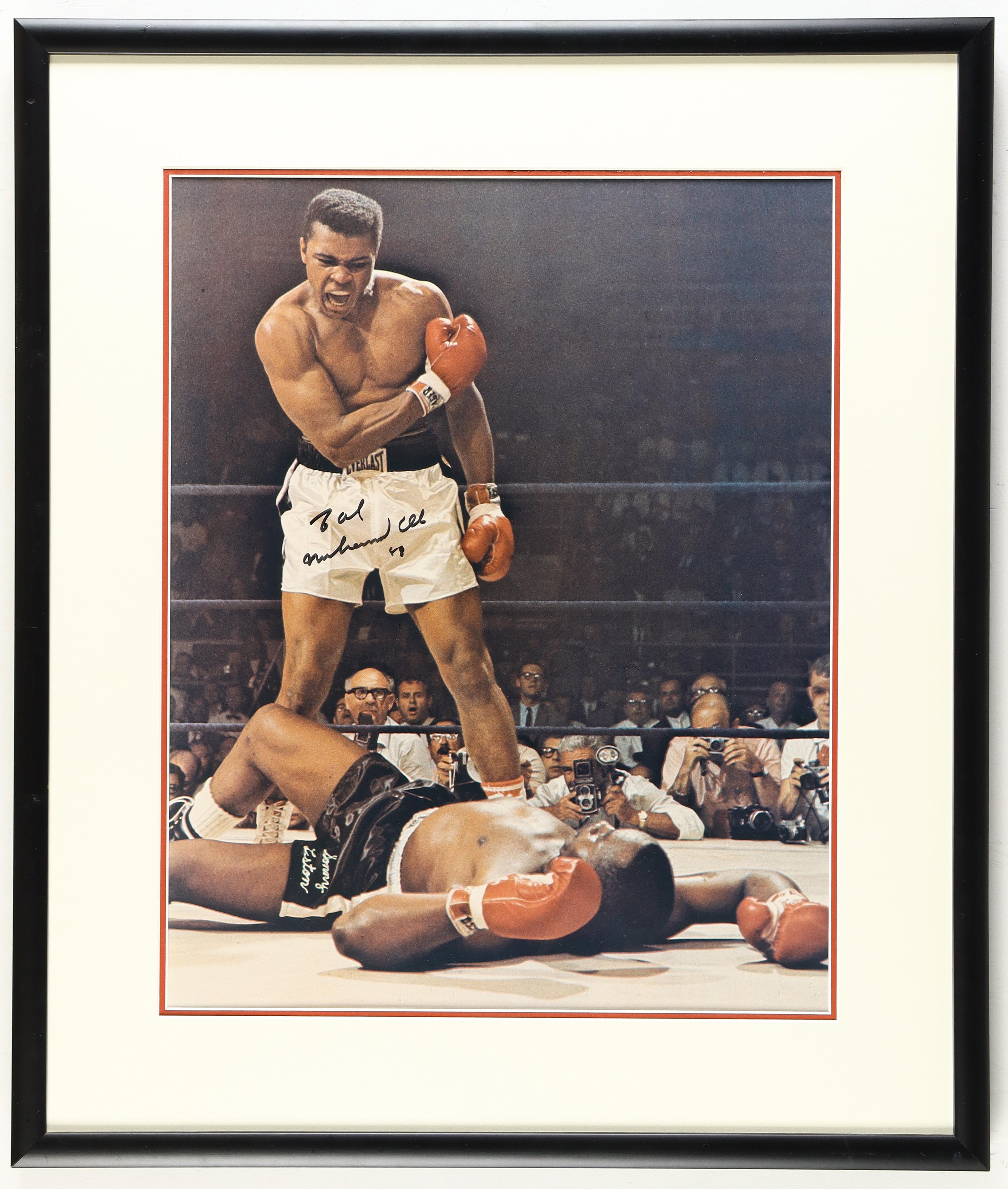 Muhammad Ali Signed "Ali Over Liston" 23x26 Custom Framed Photo Display Inscribed "88" (JSA) at PristineAuction.com Muhammad Ali Signed "Ali Over Liston" 23x26 Custom Framed Photo Display Inscribed "88" (JSA) at PristineAuction.com