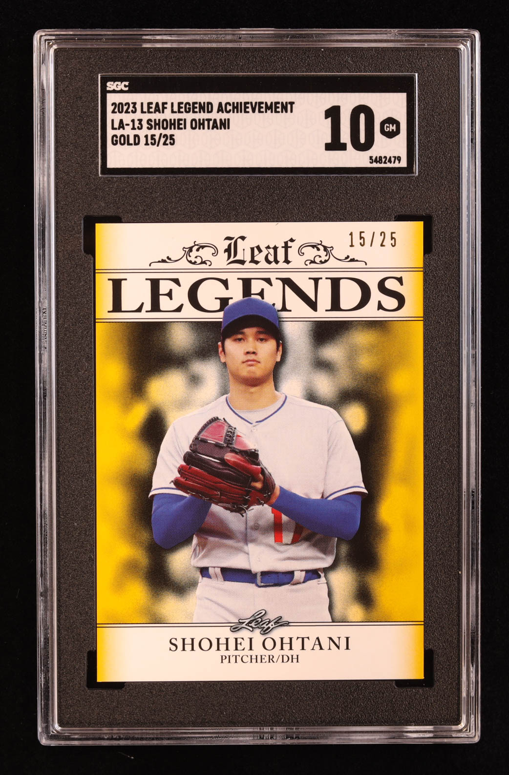 Shohei Ohtani 2023 Leaf Special Release Legends Achievement Gold #LA13 #15/25 (SGC 10) at PristineAuction.com Shohei Ohtani 2023 Leaf Special Release Legends Achievement Gold #LA13 #15/25 (SGC 10) at PristineAuction.com