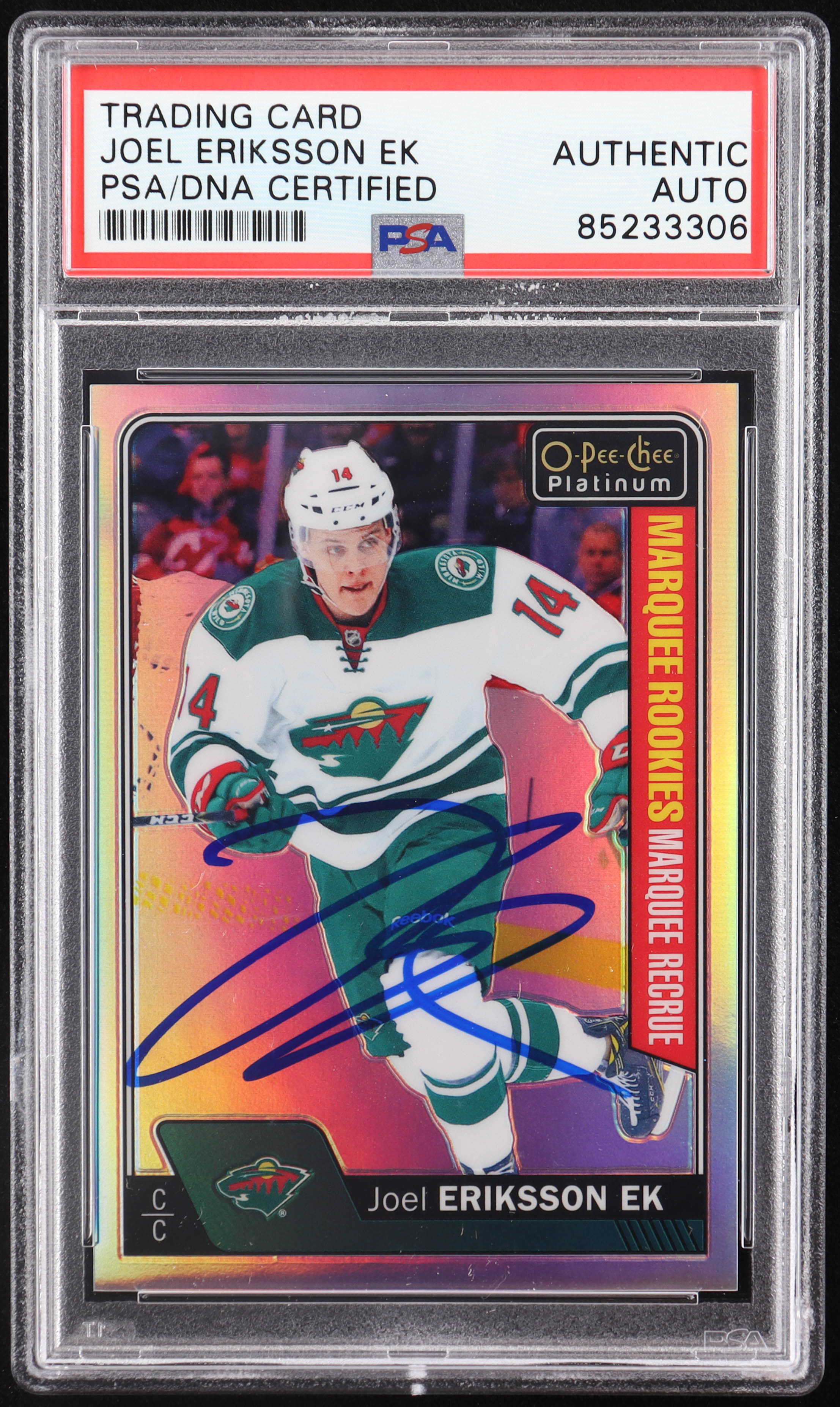 Joel Eriksson Ek Signed 2016-17 O-Pee-Chee Platinum Rainbow #192 RC (PSA) at PristineAuction.com Joel Eriksson Ek Signed 2016-17 O-Pee-Chee Platinum Rainbow #192 RC (PSA) at PristineAuction.com