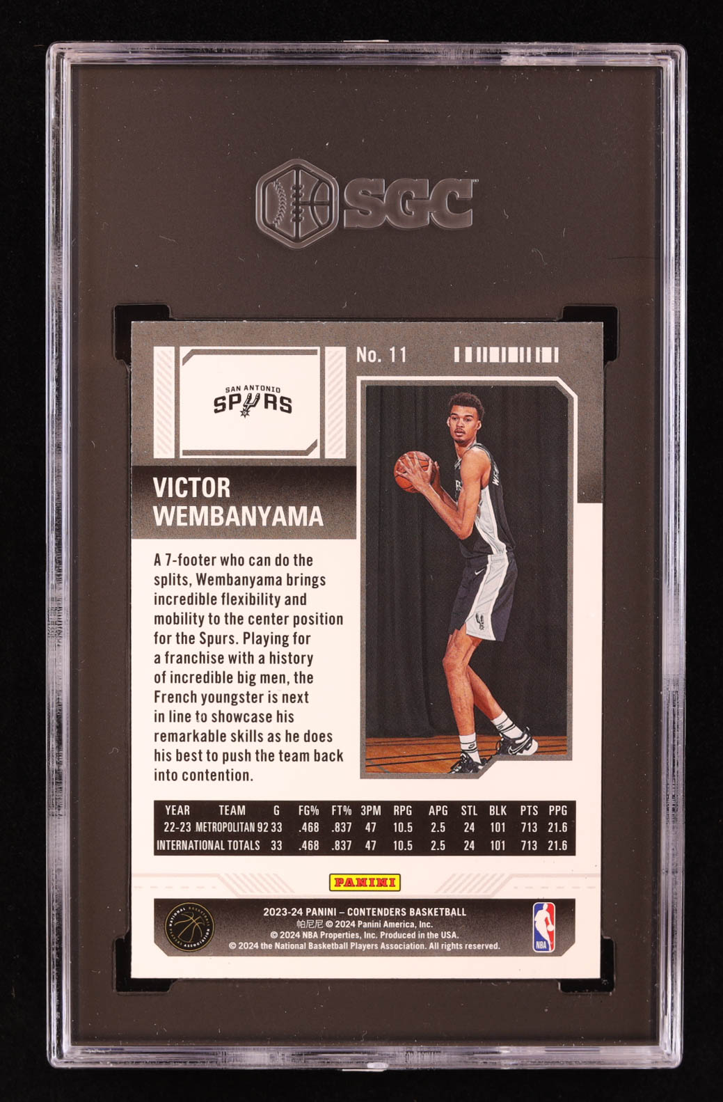 Victor Wembanyama 2023-24 Panini Contenders #11 RC (SGC 9.5) at PristineAuction.com Victor Wembanyama 2023-24 Panini Contenders #11 RC (SGC 9.5) at PristineAuction.com