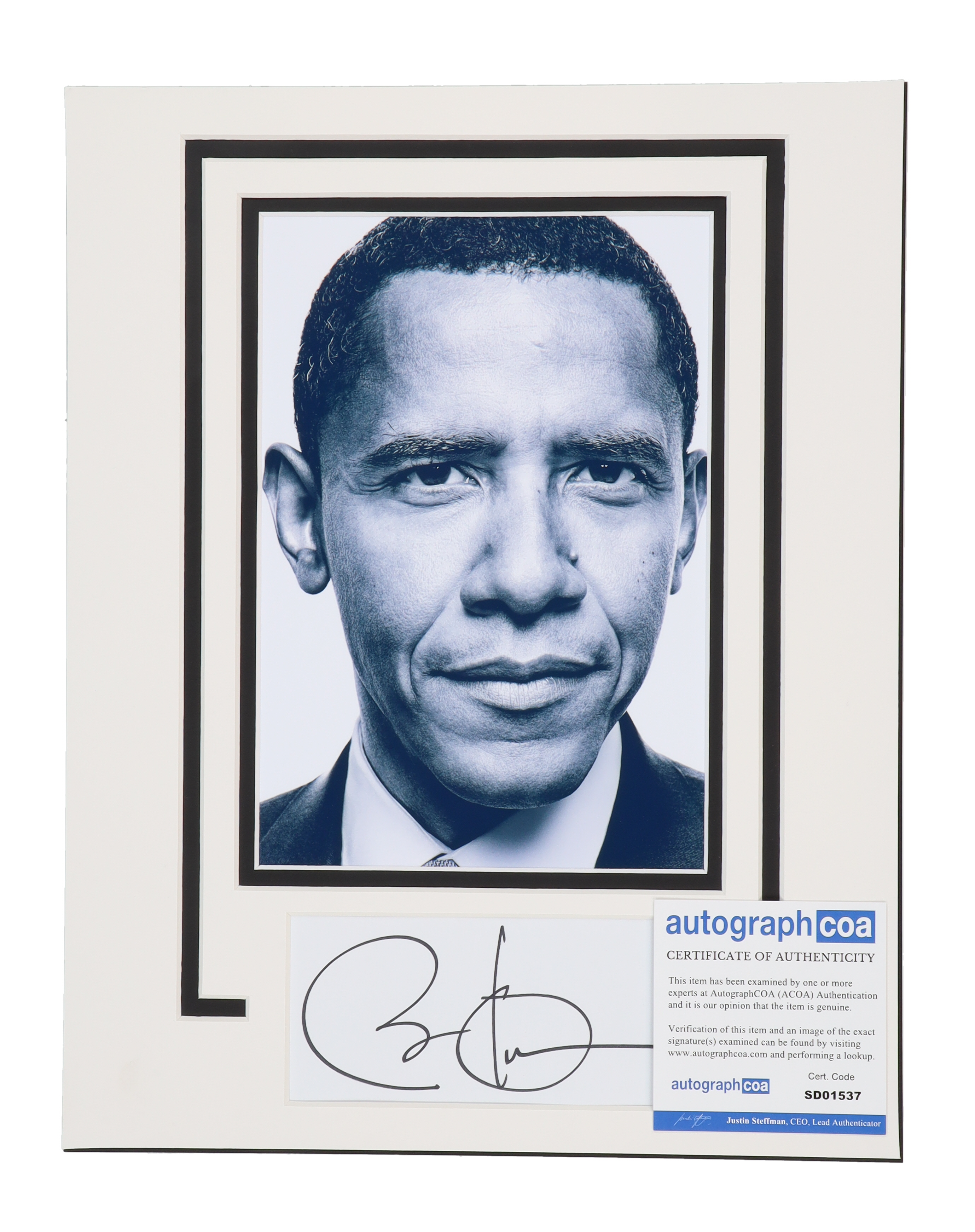 Obama Fansign Barack Obama Signed 11x14 Custom Matted Cut Display (AutographCOA ...