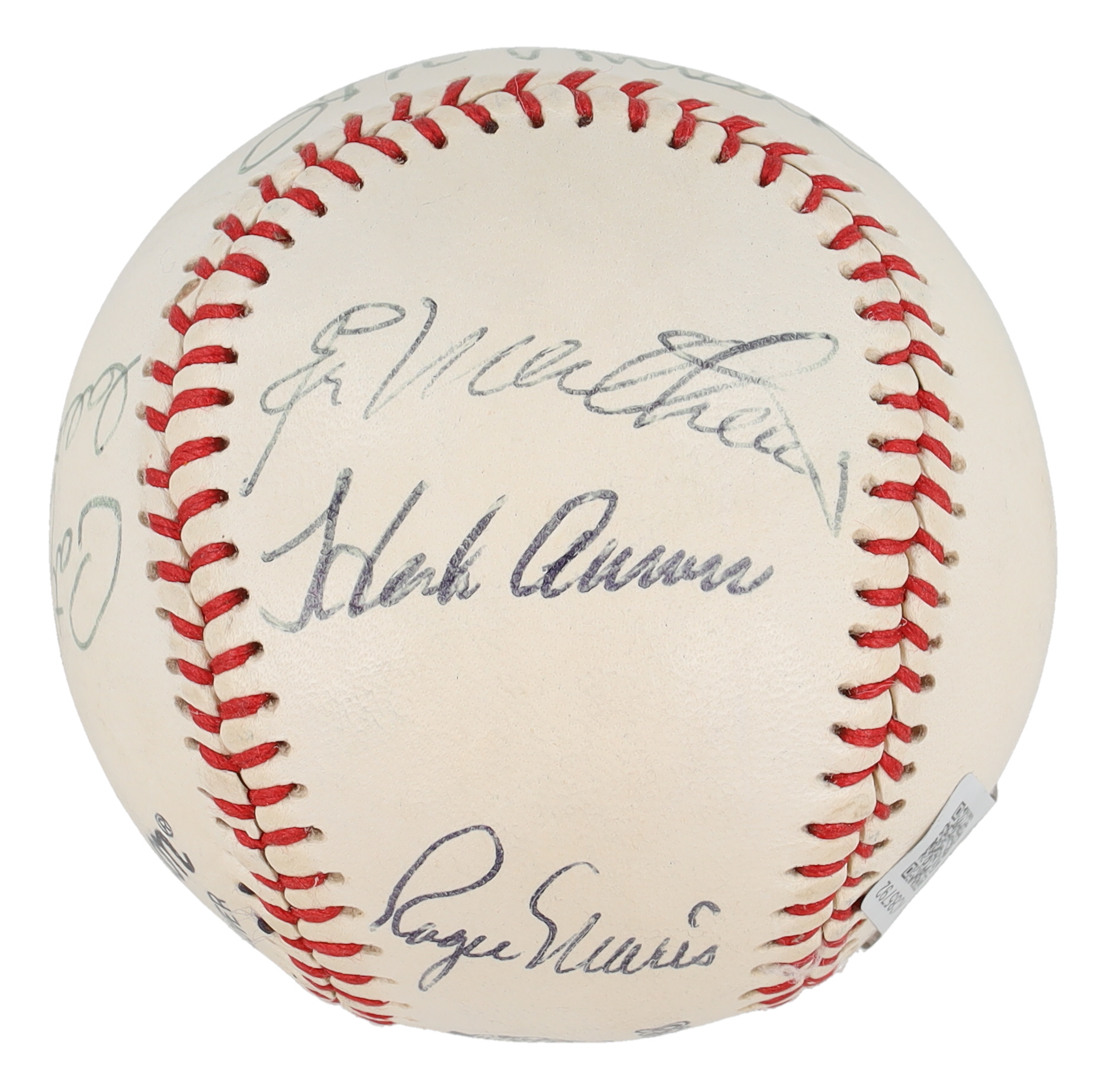 HOFers & Stars Braves Logo Baseball Signed by (9) with Roger Maris, Stan Musial, Hank Aaron, Eddie Mathews (Beckett) at PristineAuction.com HOFers & Stars Braves Logo Baseball Signed by (9) with Roger Maris, Stan Musial, Hank Aaron, Eddie Mathews (Beckett) at PristineAuction.com