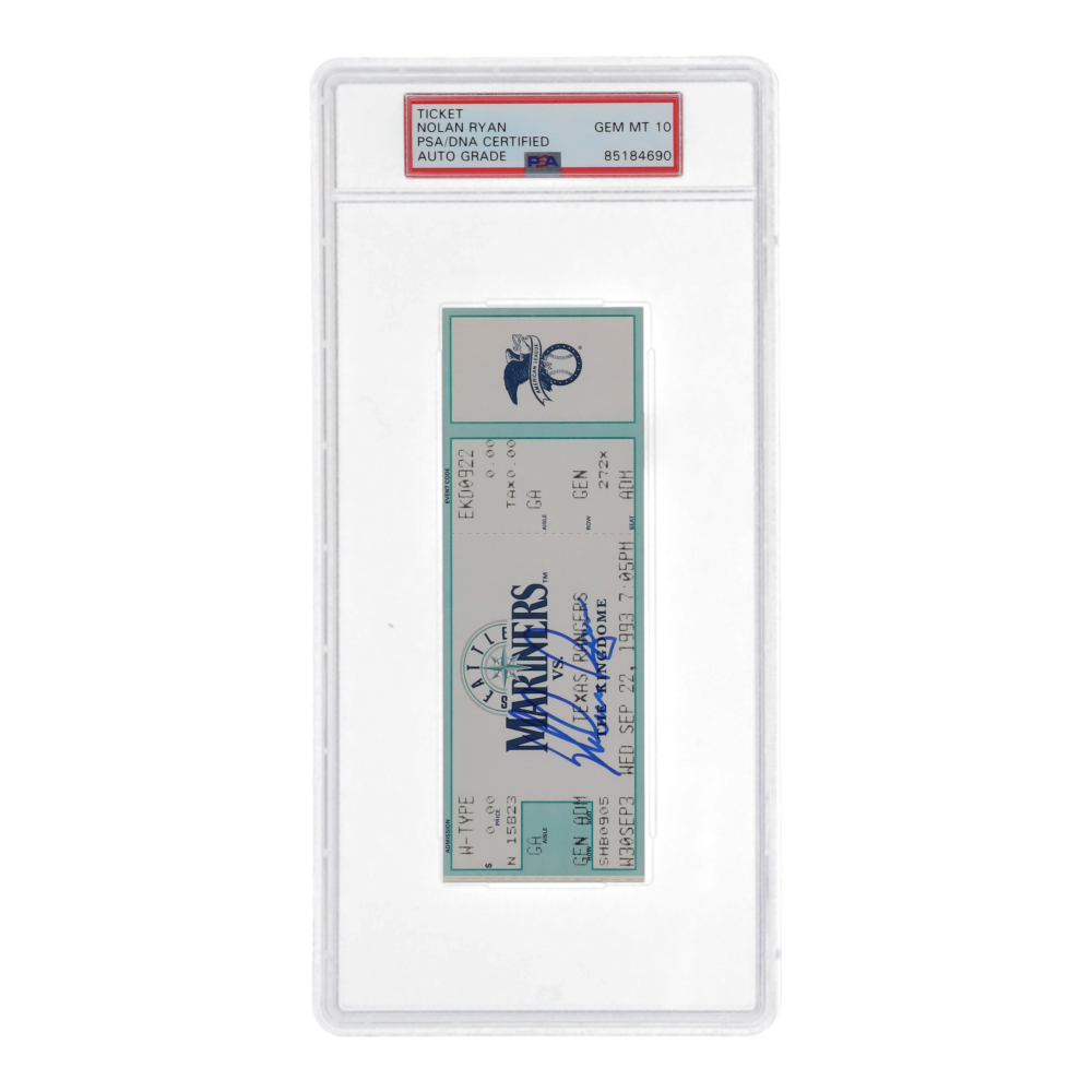 Nolan Ryan Signed Original 1993 Last Game Ticket (PSA | Auto Graded 10 ...