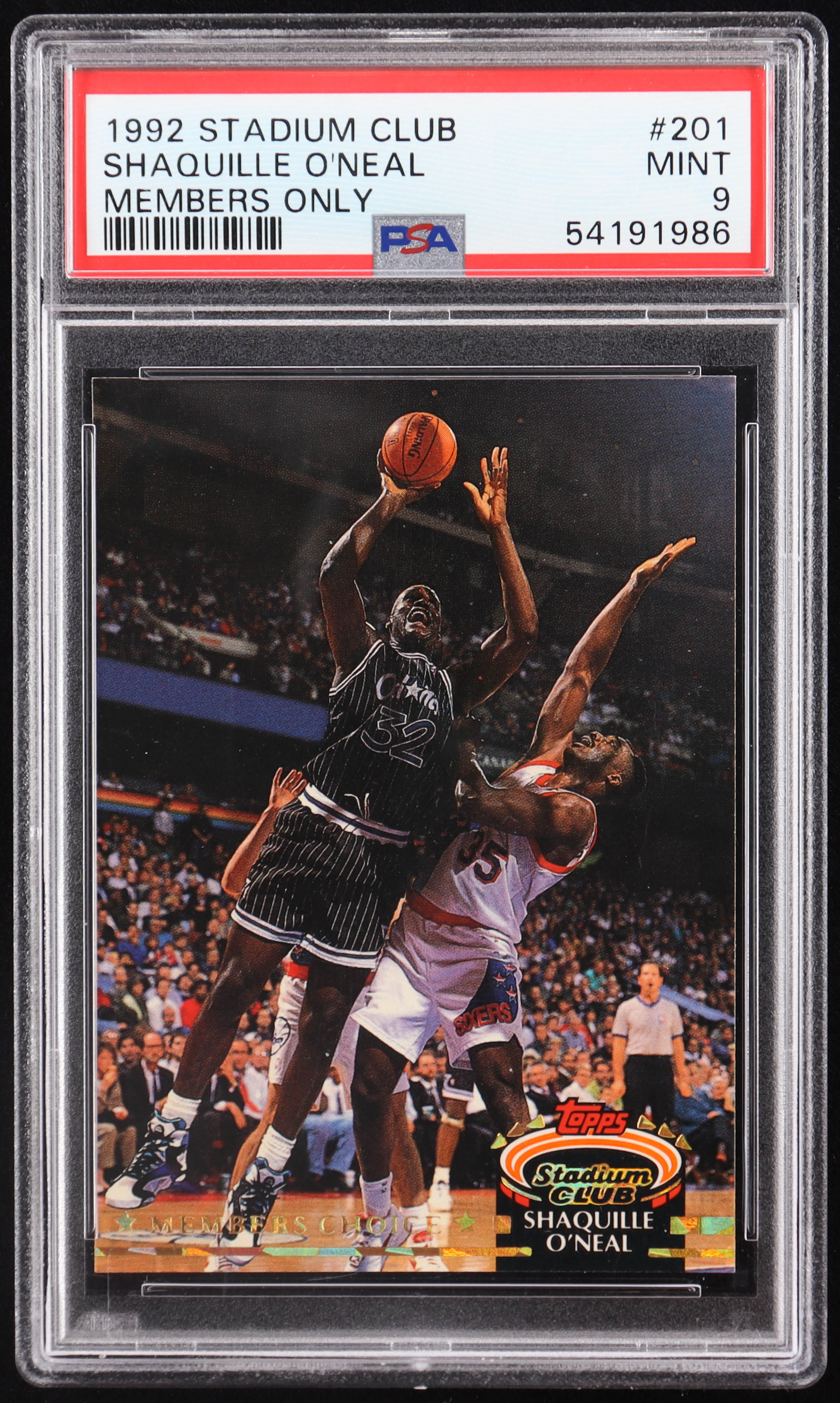 Shaquille O'Neal 1992-93 Stadium Club #201 MC RC (PSA 9) at PristineAuction.com Shaquille O'Neal 1992-93 Stadium Club #201 MC RC (PSA 9) at PristineAuction.com