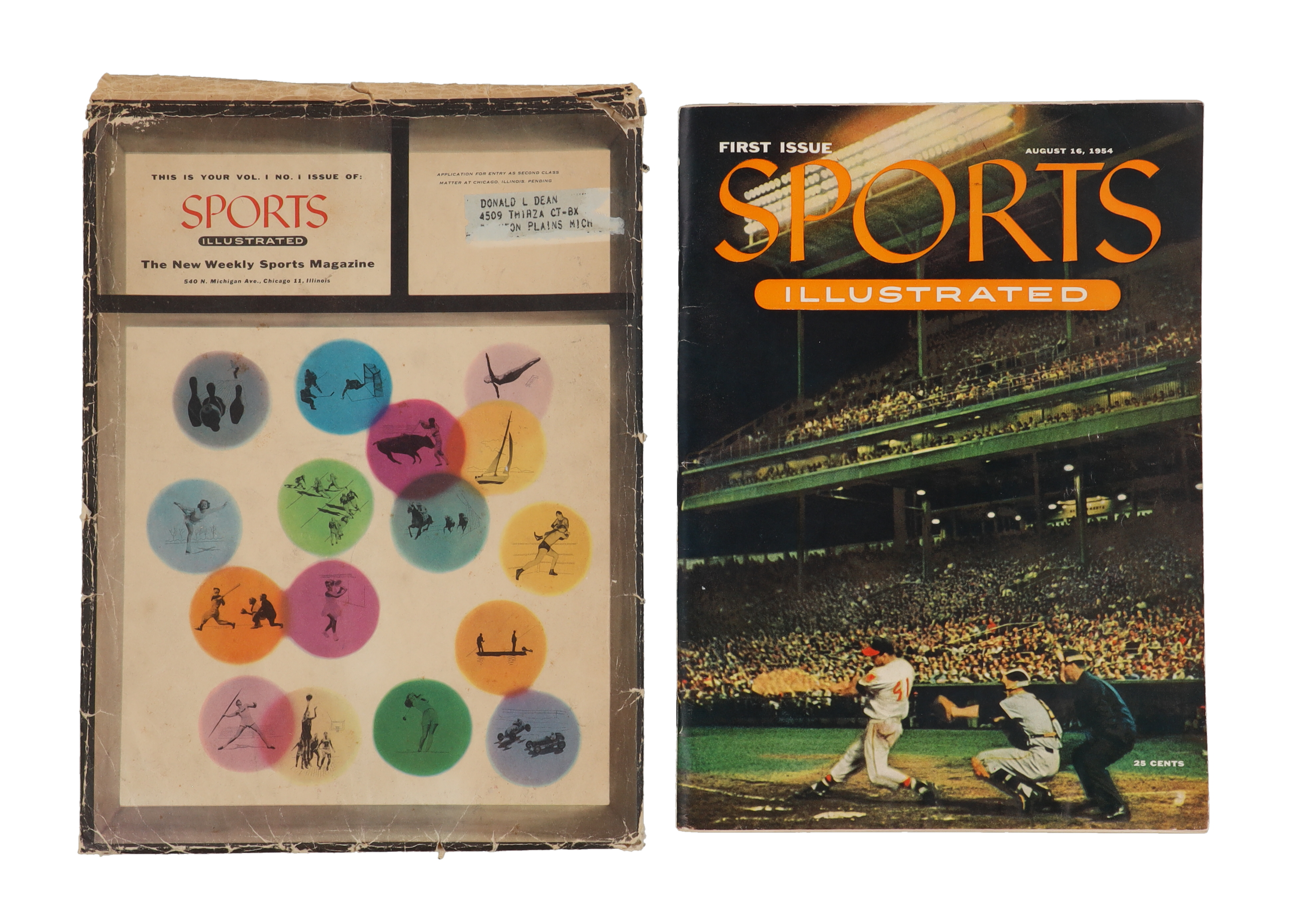 First Issue Magazine Tag 1954 Sports Illustrated First Issue Magazine with 1955 Topps Uncut Card ...