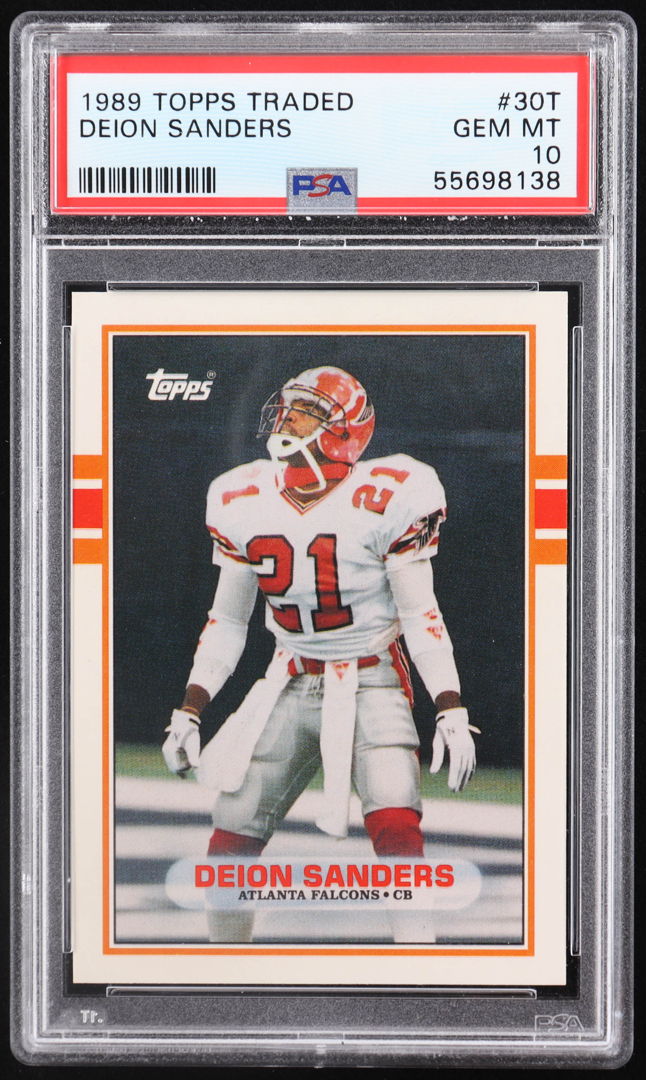 Deion Sanders 1989 Topps Traded #30T RC (PSA 10) at PristineAuction.com Deion Sanders 1989 Topps Traded #30T RC (PSA 10) at PristineAuction.com