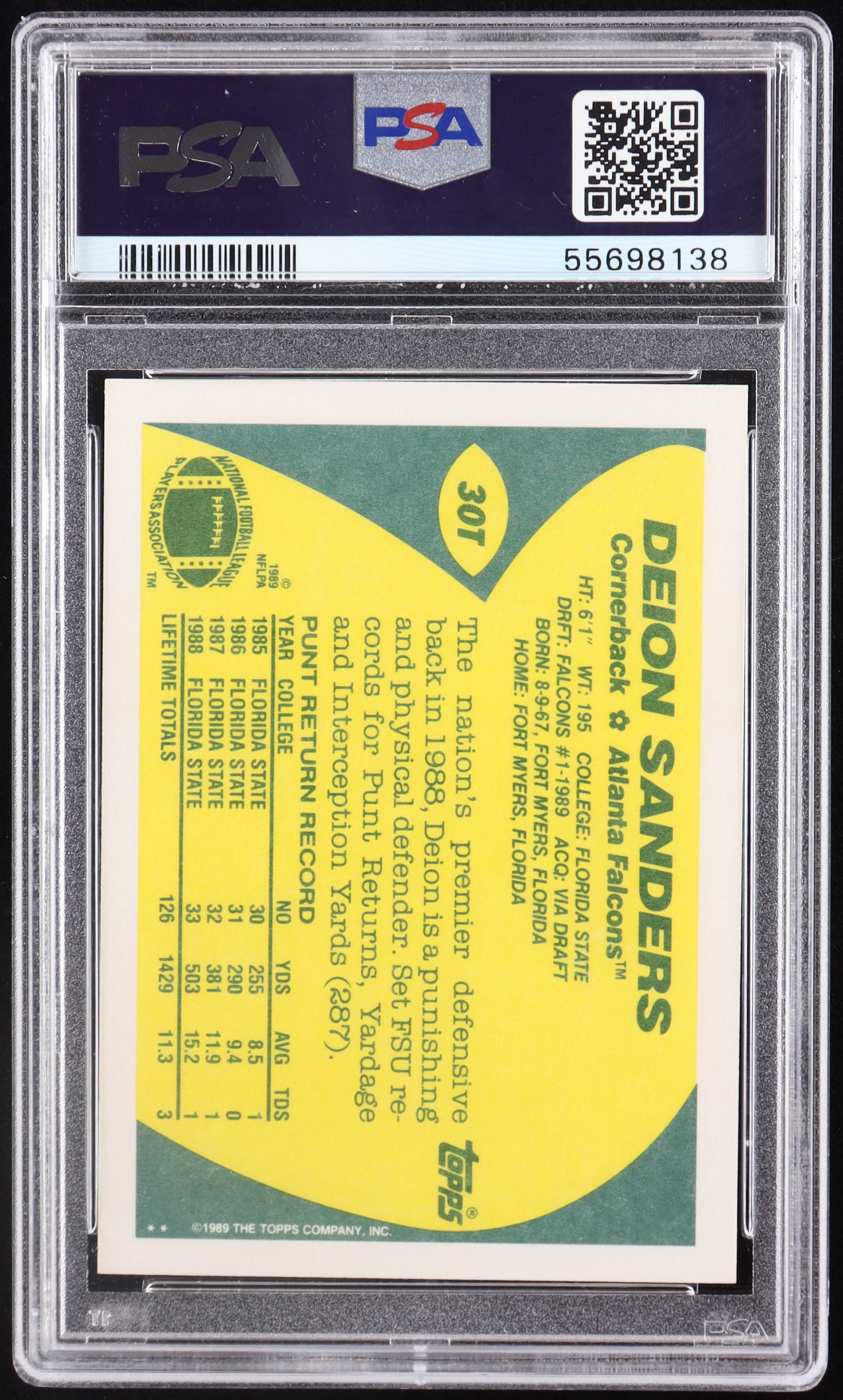Deion Sanders 1989 Topps Traded #30T RC (PSA 10) at PristineAuction.com Deion Sanders 1989 Topps Traded #30T RC (PSA 10) at PristineAuction.com