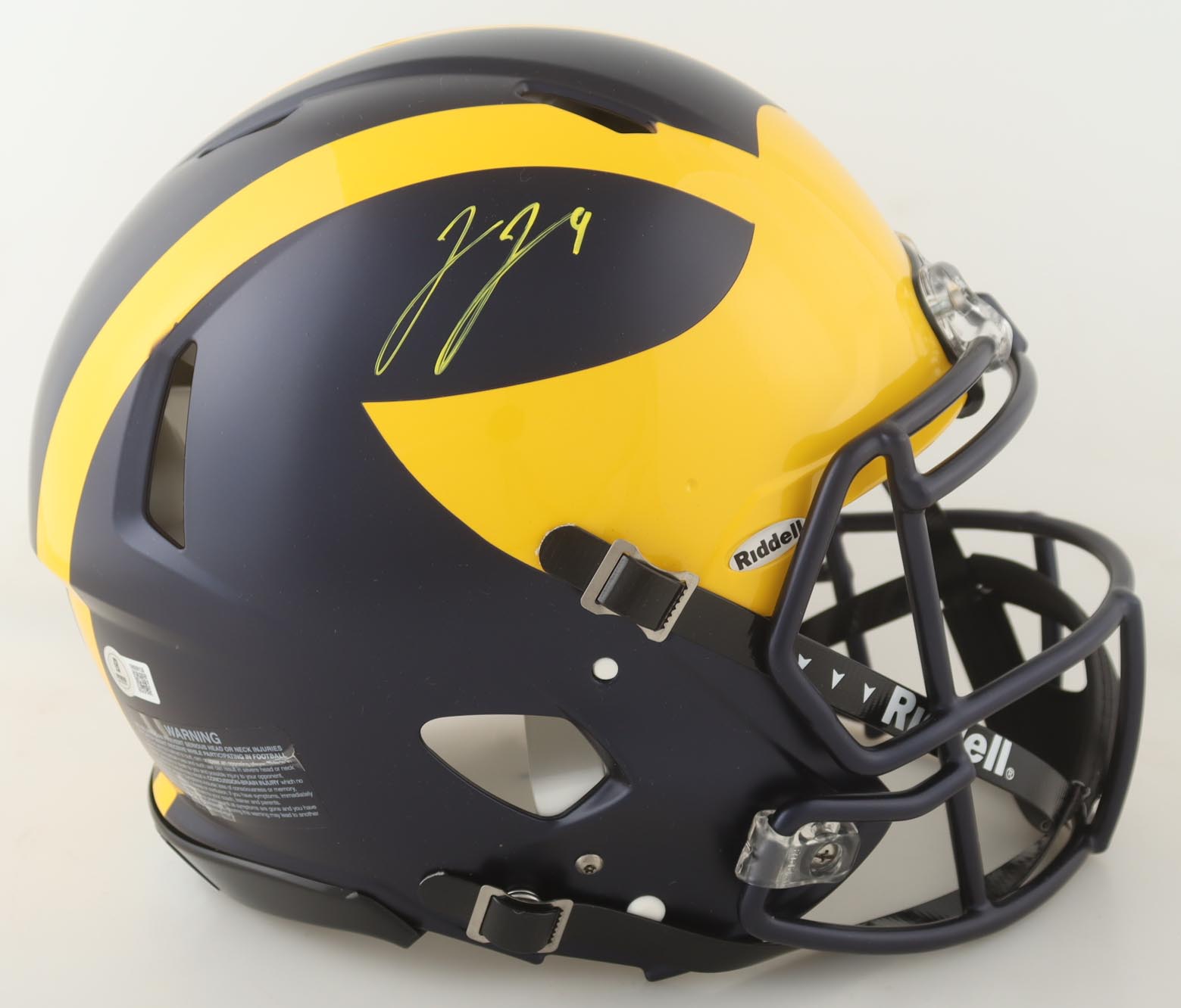 J. J. McCarthy Signed Michigan Wolverines Full-Size On-Field Authentic Speed Helmet (Beckett) at PristineAuction.com J. J. McCarthy Signed Michigan Wolverines Full-Size On-Field Authentic Speed Helmet (Beckett) at PristineAuction.com