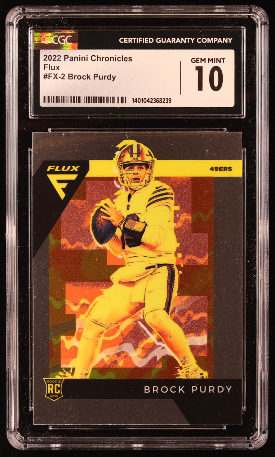 Brock Purdy 2022 Panini Chronicles Flux Rookies #2 RC (CGC 10) at PristineAuction.com Brock Purdy 2022 Panini Chronicles Flux Rookies #2 RC (CGC 10) at PristineAuction.com
