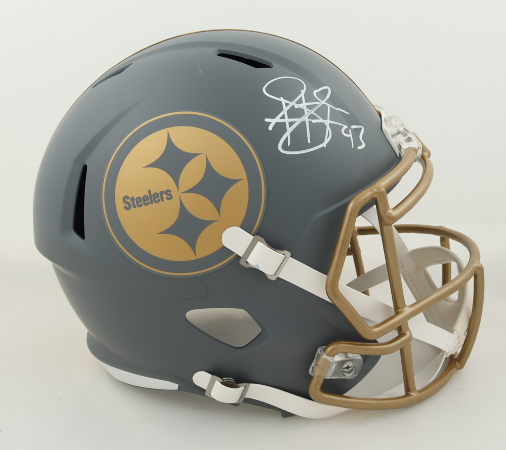 Troy Polamalu Signed Steelers Full-Size Slate Alternate Speed Helmet (Beckett) at PristineAuction.com Troy Polamalu Signed Steelers Full-Size Slate Alternate Speed Helmet (Beckett) at PristineAuction.com
