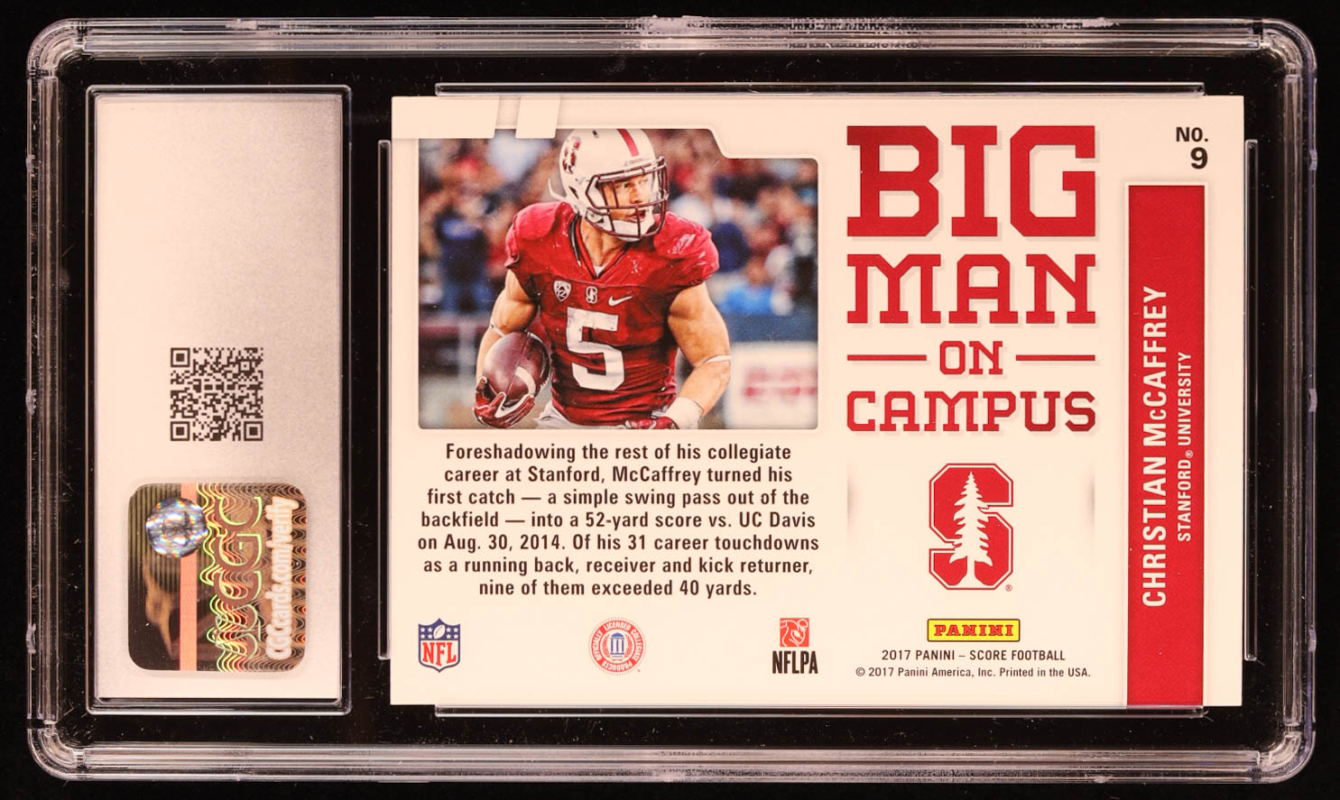 Christian McCaffrey 2017 Score Big Man on Campus #9 RC (CGC 10) at PristineAuction.com Christian McCaffrey 2017 Score Big Man on Campus #9 RC (CGC 10) at PristineAuction.com