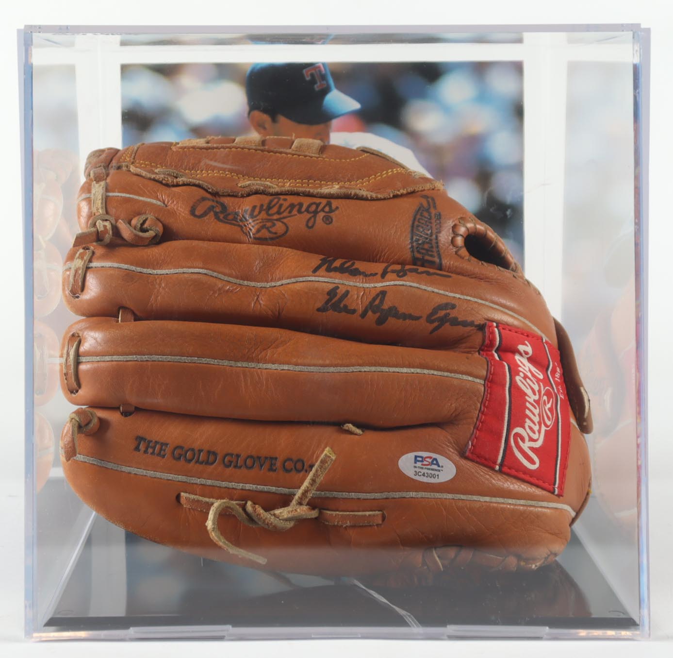 Nolan Ryan Signed Rawlings Baseball Glove Inscribed "The Ryan Express" with Acrylic Photoback Display Case (PSA) at PristineAuction.com Nolan Ryan Signed Rawlings Baseball Glove Inscribed "The Ryan Express" with Acrylic Photoback Display Case (PSA) at PristineAuction.com