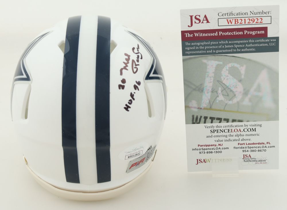Mel Renfro Signed Cowboys Speed Mini Helmet Inscribed "HOF '96" (JSA & PIA) at PristineAuction.com Mel Renfro Signed Cowboys Speed Mini Helmet Inscribed "HOF '96" (JSA & PIA) at PristineAuction.com