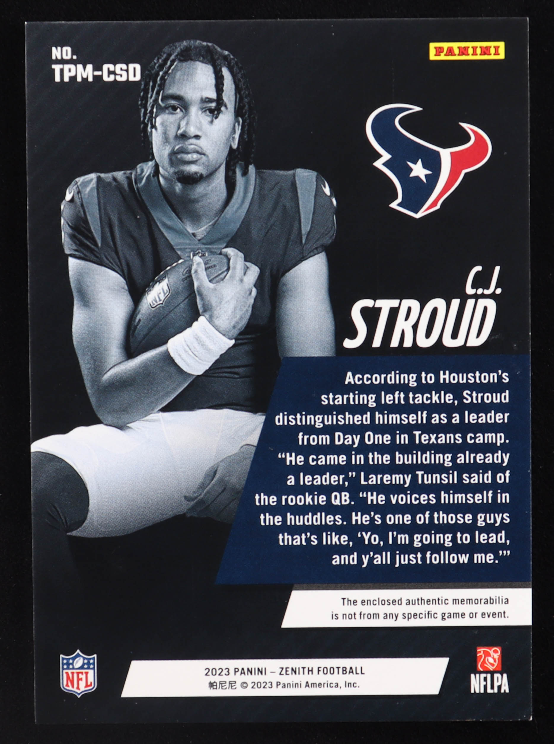 CJ Stroud 2023 Zenith Turning Pro Materials #TPMCSD RC at PristineAuction.com CJ Stroud 2023 Zenith Turning Pro Materials #TPMCSD RC at PristineAuction.com