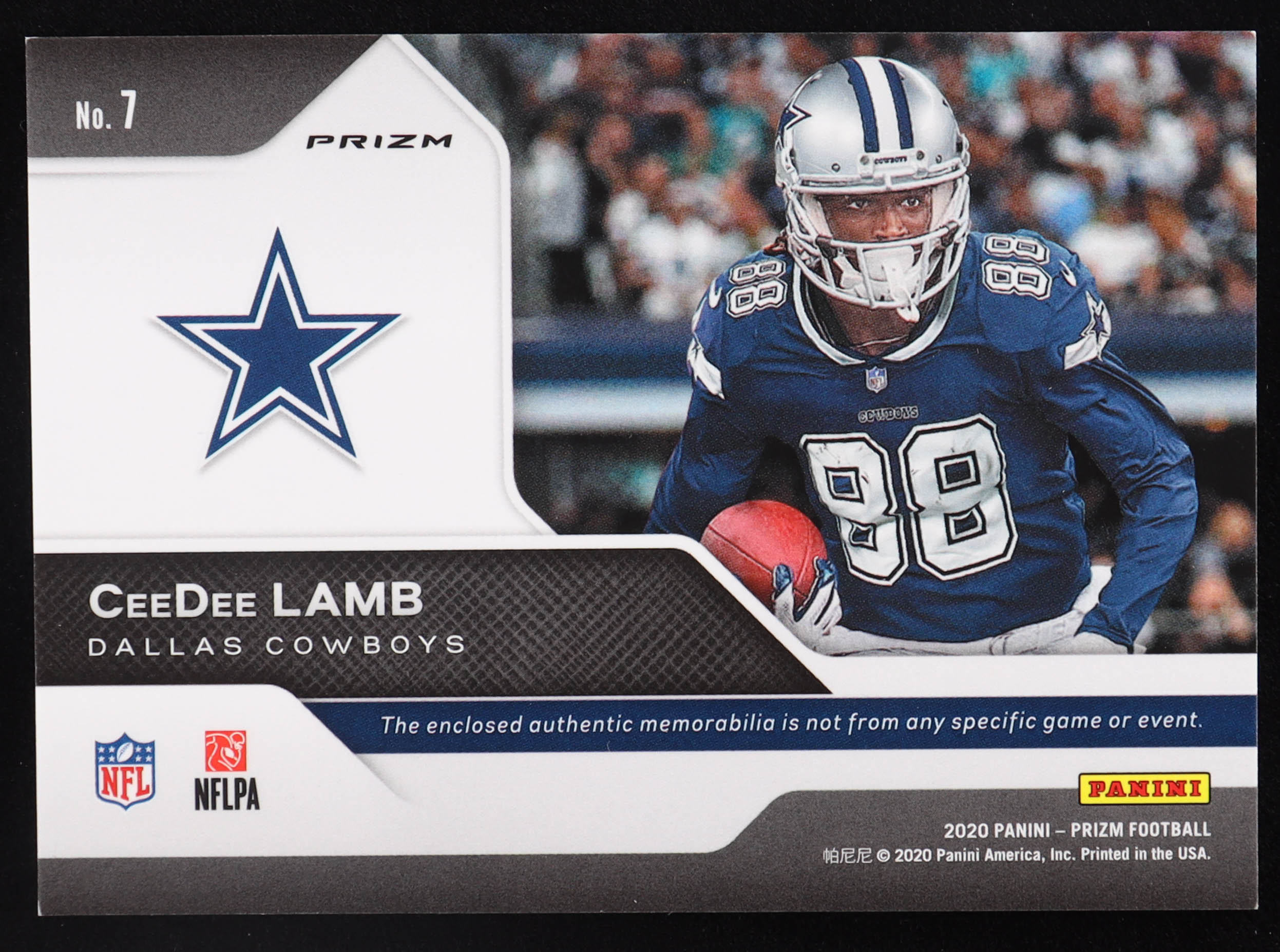 CeeDee Lamb 2020 Panini Prizm Rookie Gear Silver #7 RC at PristineAuction.com CeeDee Lamb 2020 Panini Prizm Rookie Gear Silver #7 RC at PristineAuction.com