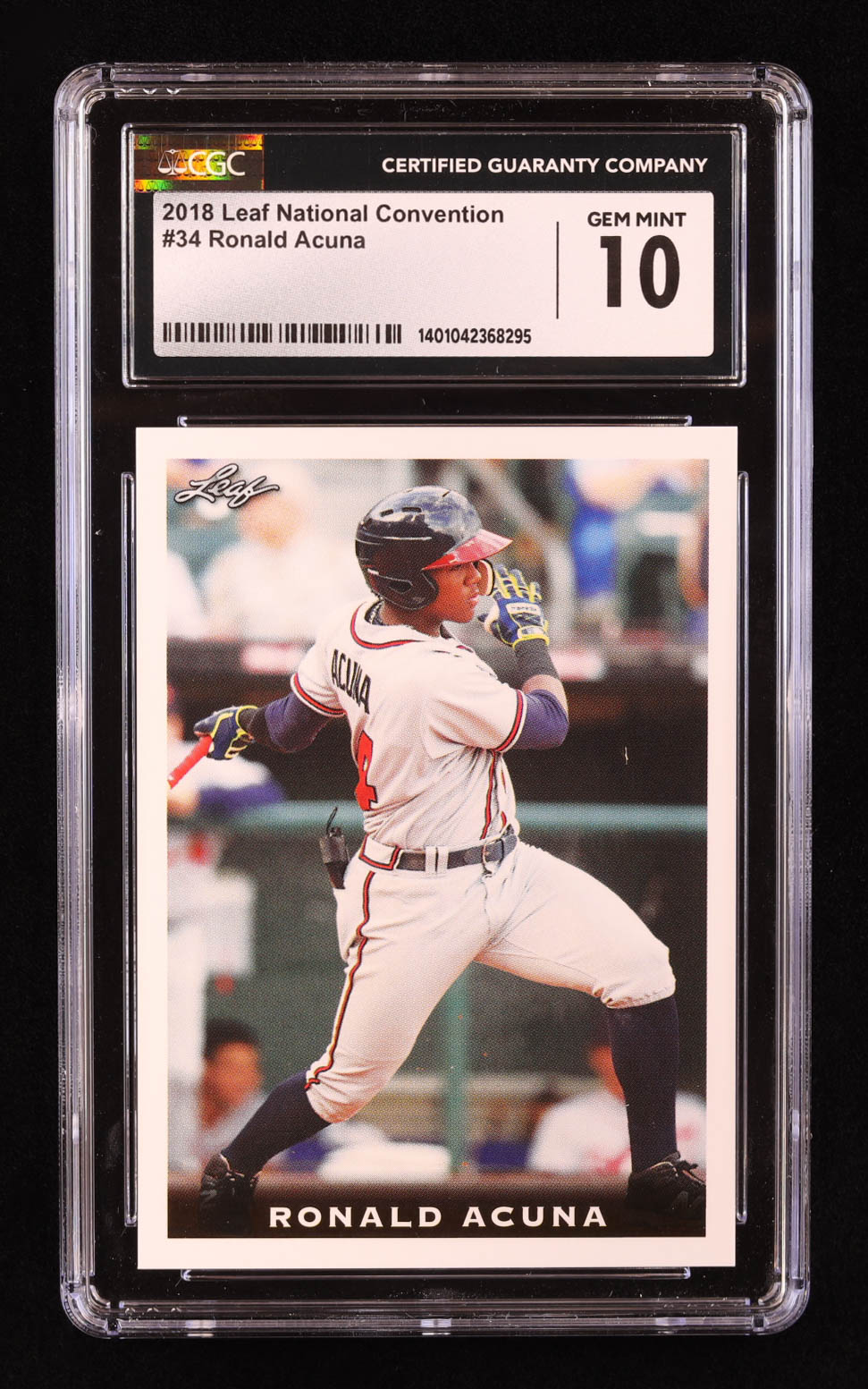 Ronald Acuna Jr. 2018 Leaf National Convention #34 RC (CGC 10) at PristineAuction.com Ronald Acuna Jr. 2018 Leaf National Convention #34 RC (CGC 10) at PristineAuction.com