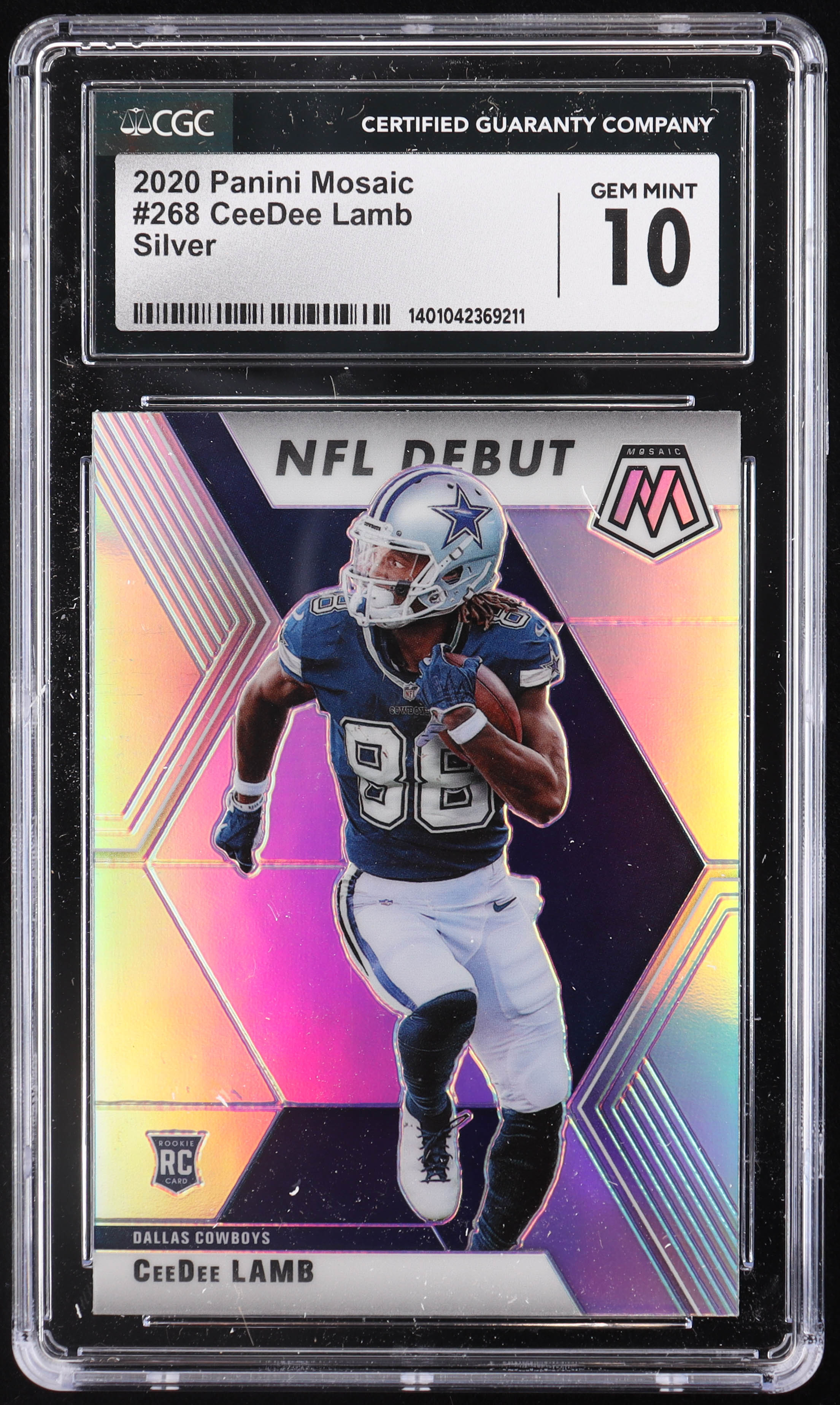 CeeDee Lamb 2020 Panini Mosaic Silver #268 DEB RC (CGC 10) at PristineAuction.com CeeDee Lamb 2020 Panini Mosaic Silver #268 DEB RC (CGC 10) at PristineAuction.com