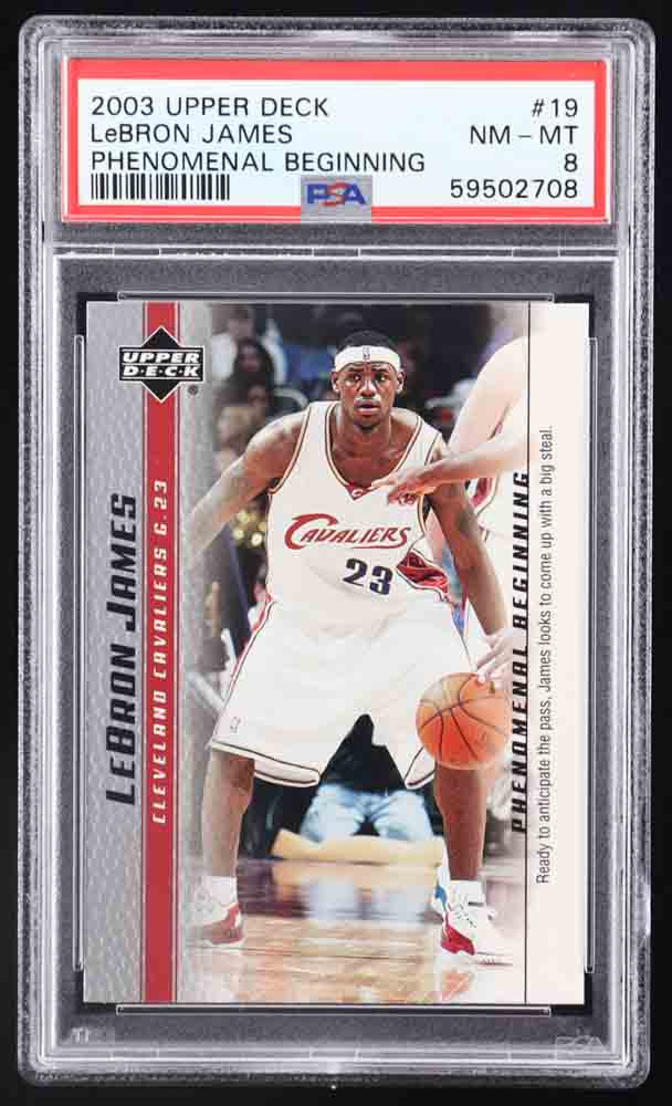 LeBron James 2003-04 Upper Deck Phenomenal Beginning LeBron James #19 RC (PSA 8) at PristineAuction.com LeBron James 2003-04 Upper Deck Phenomenal Beginning LeBron James #19 RC (PSA 8) at PristineAuction.com