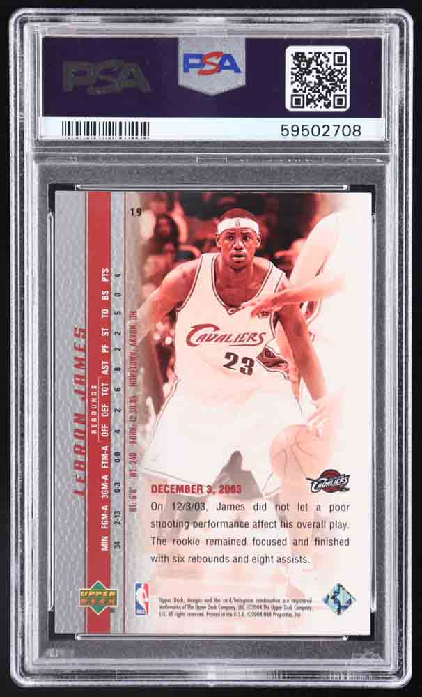 LeBron James 2003-04 Upper Deck Phenomenal Beginning LeBron James #19 RC (PSA 8) at PristineAuction.com LeBron James 2003-04 Upper Deck Phenomenal Beginning LeBron James #19 RC (PSA 8) at PristineAuction.com