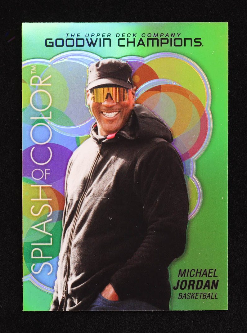 Michael Jordan 2023 Upper Deck Goodwin Champions Splash of Color Green #SCP76 at PristineAuction.com Michael Jordan 2023 Upper Deck Goodwin Champions Splash of Color Green #SCP76 at PristineAuction.com