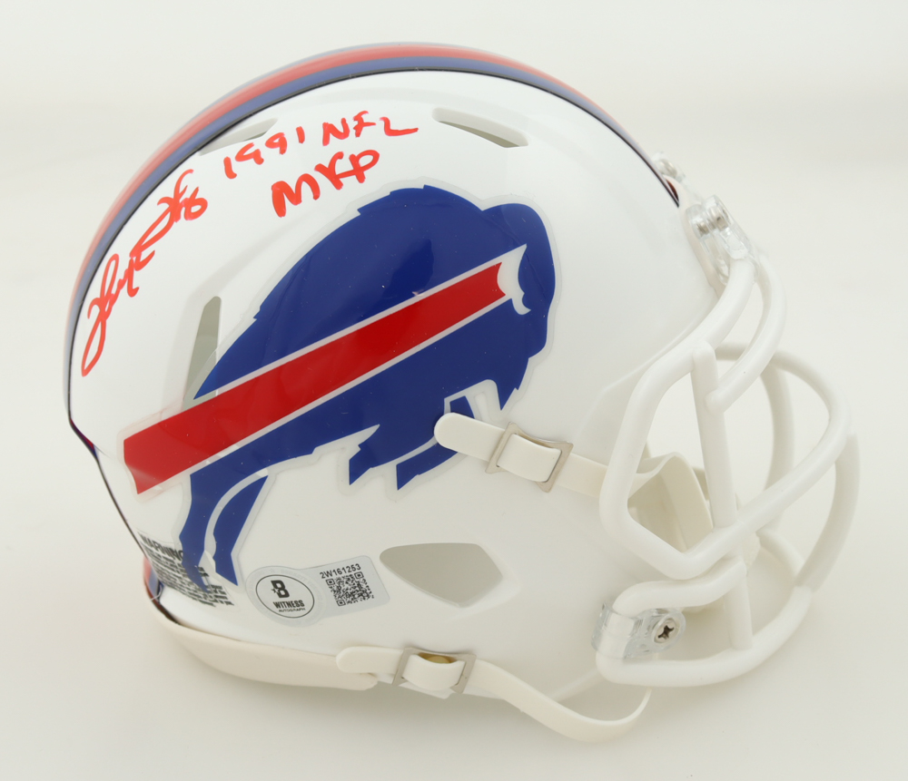 Thurman Thomas Signed Bills Speed Mini Helmet Inscribed "1991 NFL MVP ...