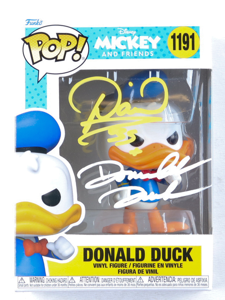 Daniel Ross Signed "Mickey And Friends" #1191 Donald Duck Funko Pop! Vinyl Figure Inscribed "Donald Duck" & "Oh Boy Oh Boy!" (JSA) at PristineAuction.com Daniel Ross Signed "Mickey And Friends" #1191 Donald Duck Funko Pop! Vinyl Figure Inscribed "Donald Duck" & "Oh Boy Oh Boy!" (JSA) at PristineAuction.com