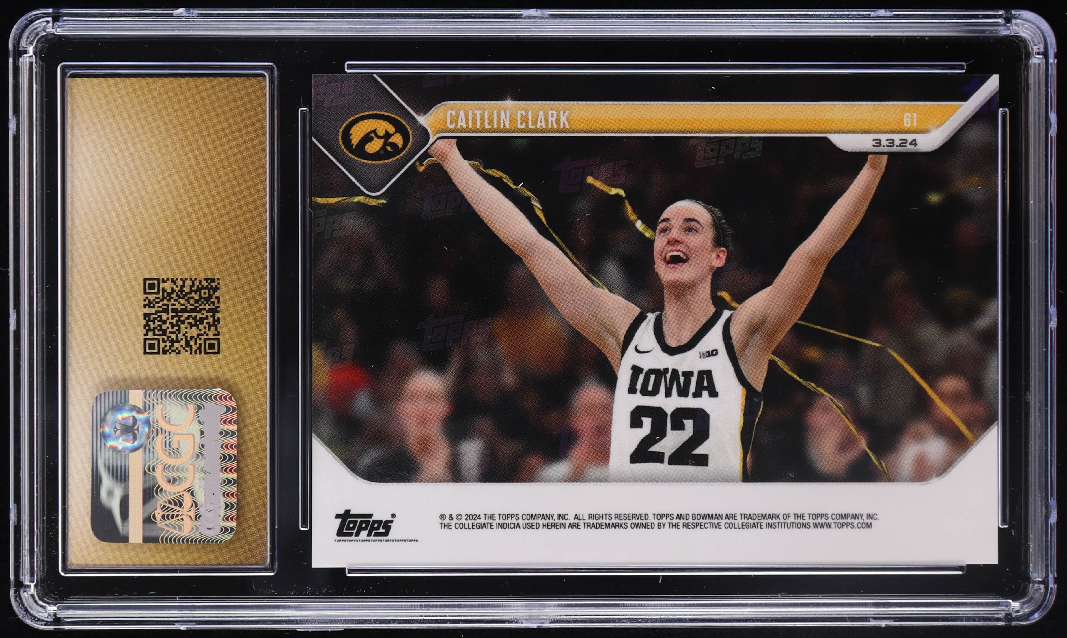 Caitlin Clark 2023-24 Bowman University Now #61 RC (CGC 10 | Pristine Black Label) at PristineAuction.com Caitlin Clark 2023-24 Bowman University Now #61 RC (CGC 10 | Pristine Black Label) at PristineAuction.com