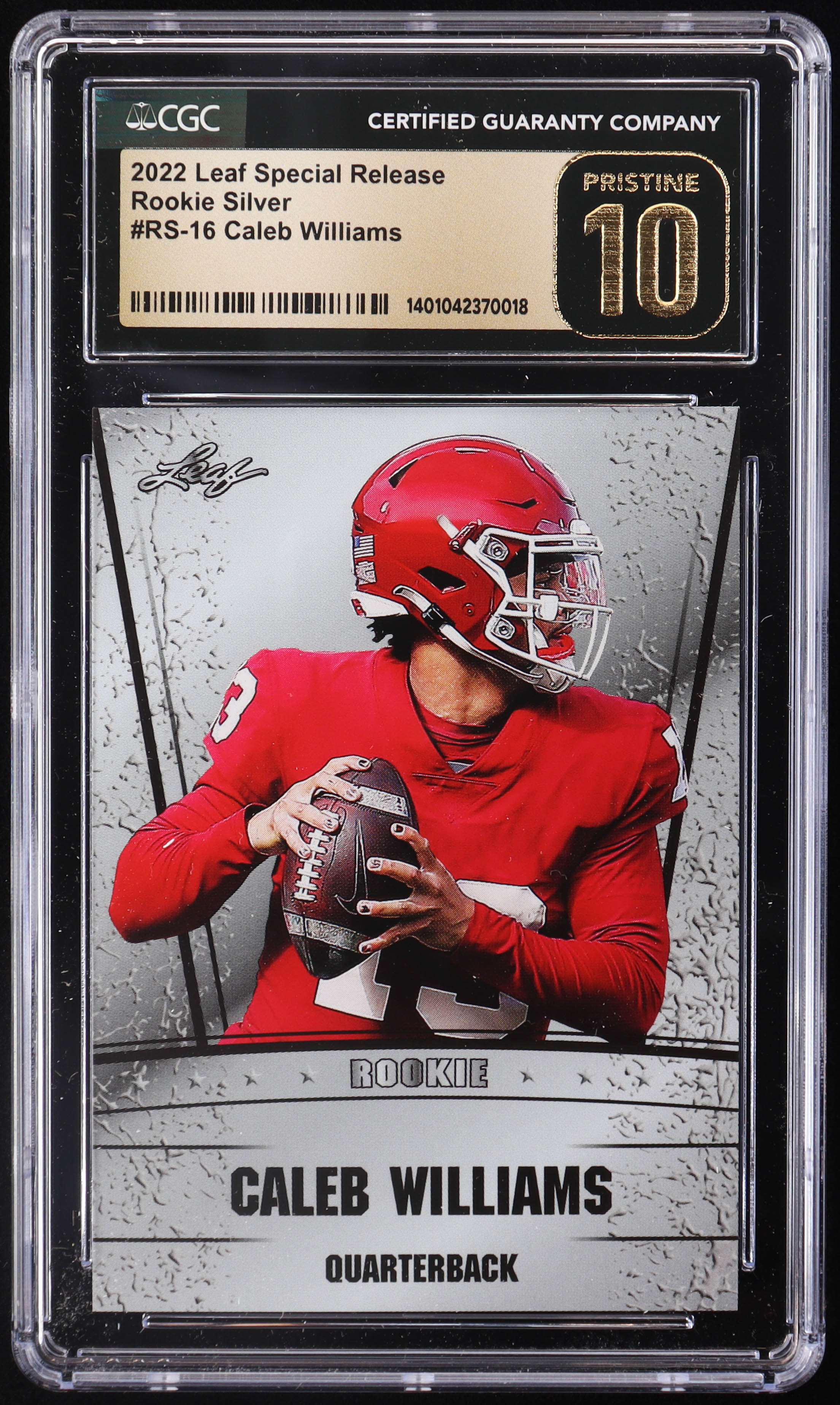Caleb Williams 2022 Leaf Rookie Silver #RS16 RC (CGC 10 | Pristine Black Label) at PristineAuction.com Caleb Williams 2022 Leaf Rookie Silver #RS16 RC (CGC 10 | Pristine Black Label) at PristineAuction.com