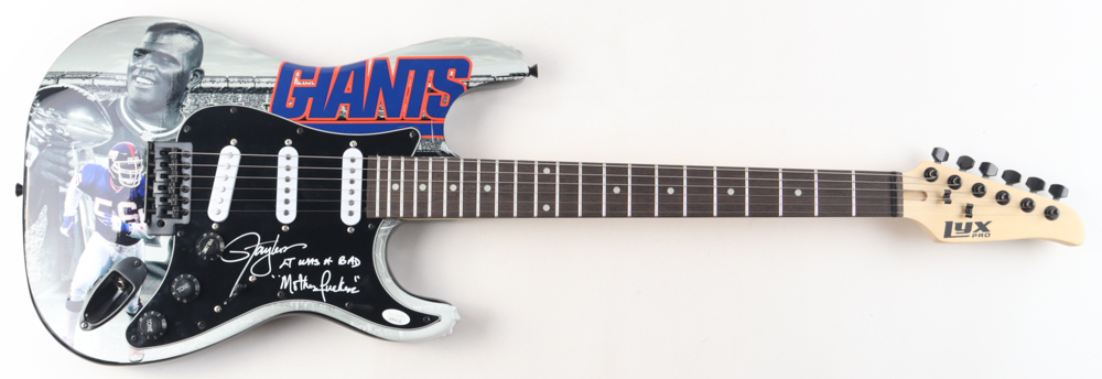 Lawrence Taylor Signed Giants 39" Electric Guitar Inscribed "LT Was A Bad Motherf***ker" (JSA) at PristineAuction.com Lawrence Taylor Signed Giants 39" Electric Guitar Inscribed "LT Was A Bad Motherf***ker" (JSA) at PristineAuction.com