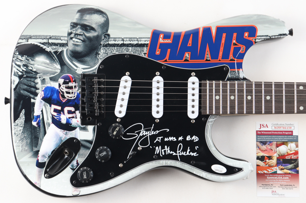 Lawrence Taylor Signed Giants 39" Electric Guitar Inscribed "LT Was A Bad Motherf***ker" (JSA) at PristineAuction.com Lawrence Taylor Signed Giants 39" Electric Guitar Inscribed "LT Was A Bad Motherf***ker" (JSA) at PristineAuction.com
